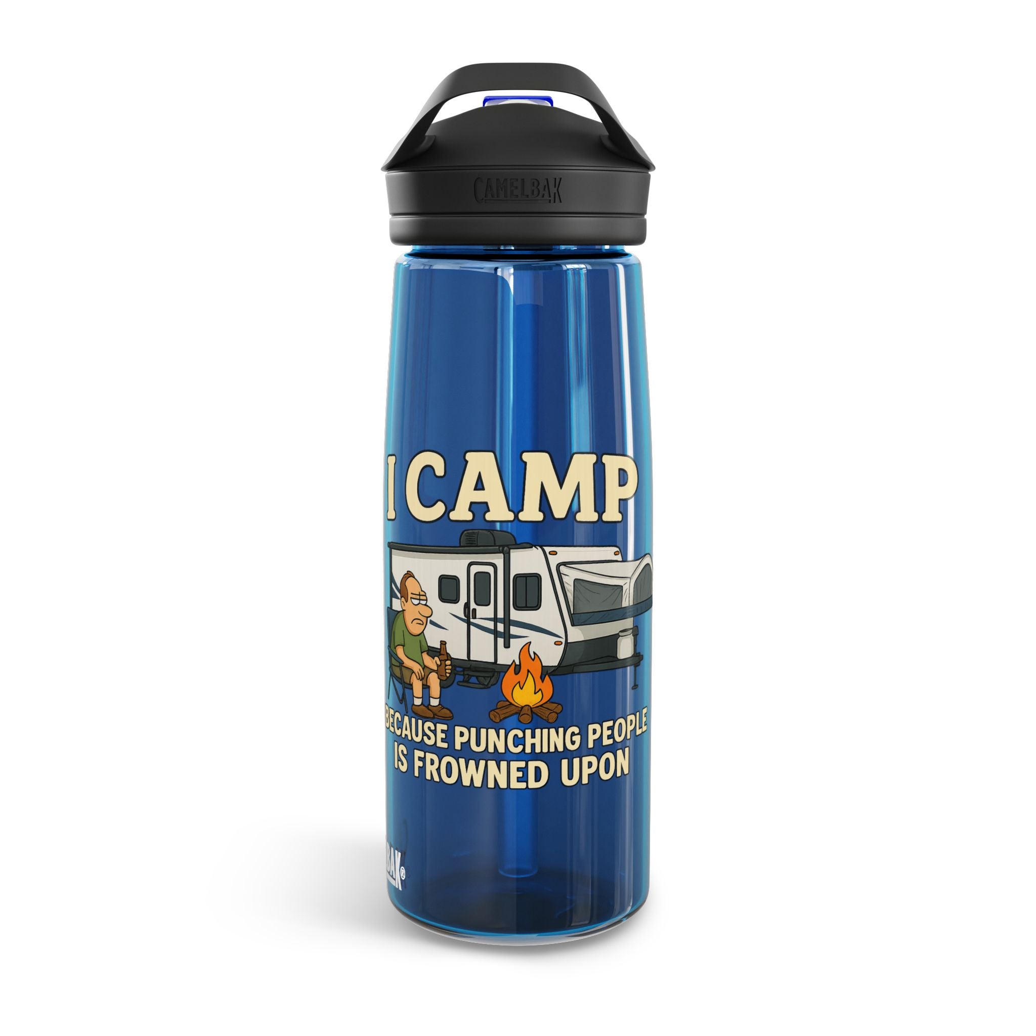 Funny Camping Water Bottle - I Camp Because Punching People is Frowned Upon