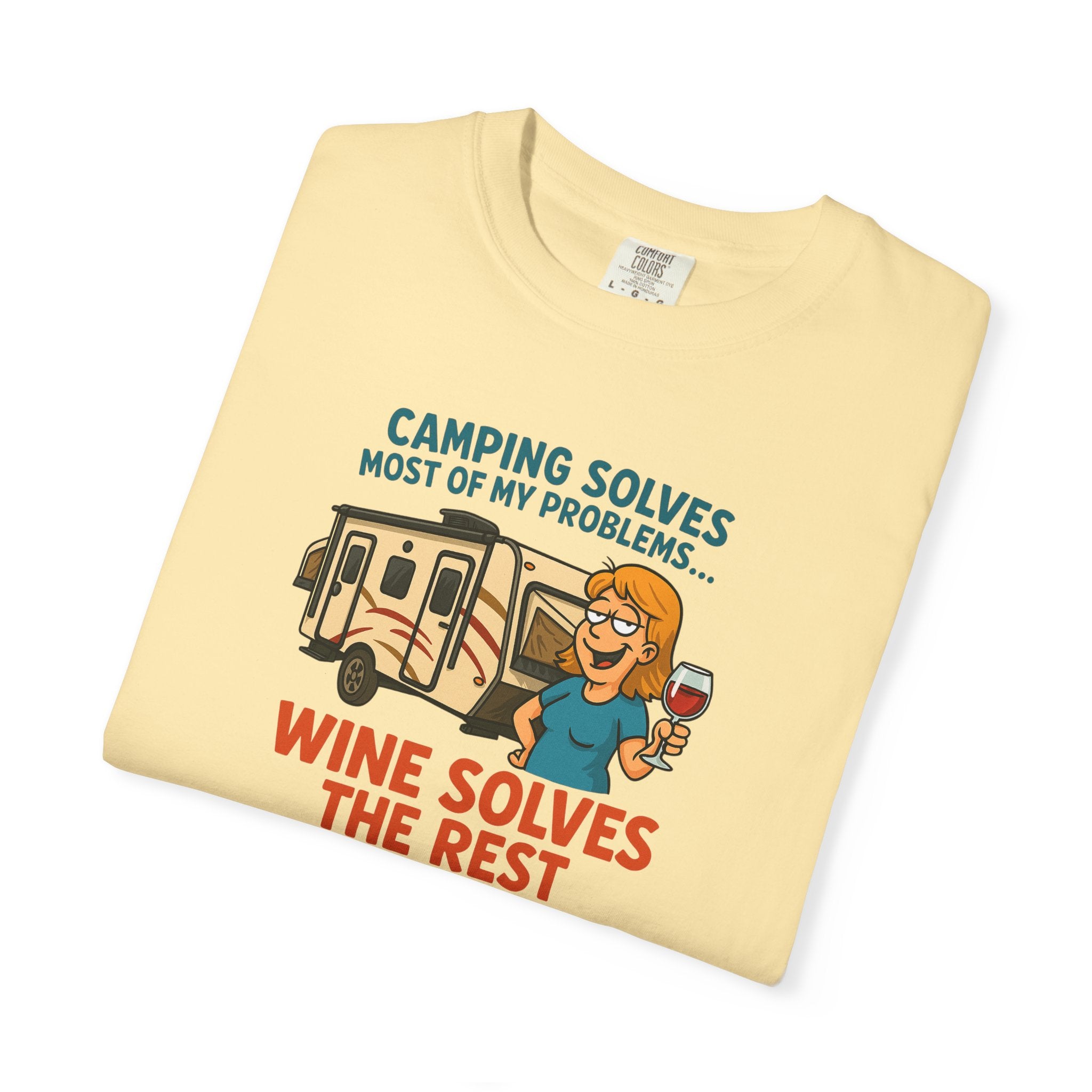 Camping & Wine Unisex T-Shirt, Relaxed Fit Tee, Perfect Gift for Campers, Wine Lovers, Outdoor Enthusiasts, Summer Celebrations