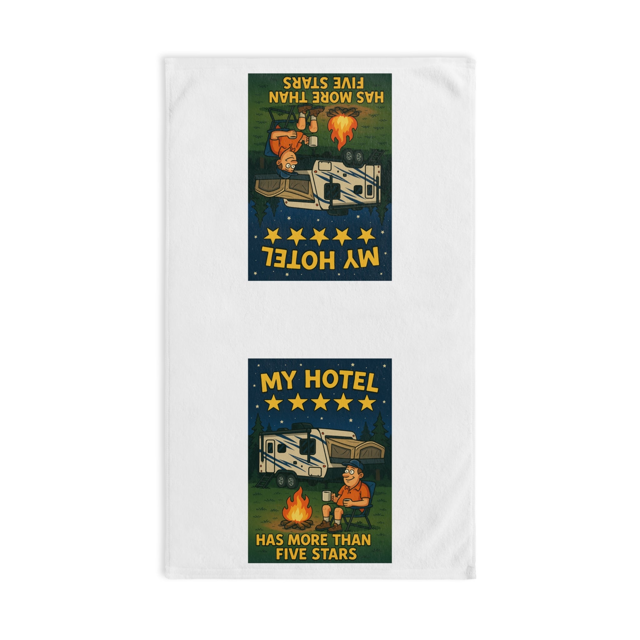 Campfire Hand Towel for Outdoor Enthusiasts, Fun Kitchen Decor, Gift for Campers, RV Lovers, Retro Camping Vibe