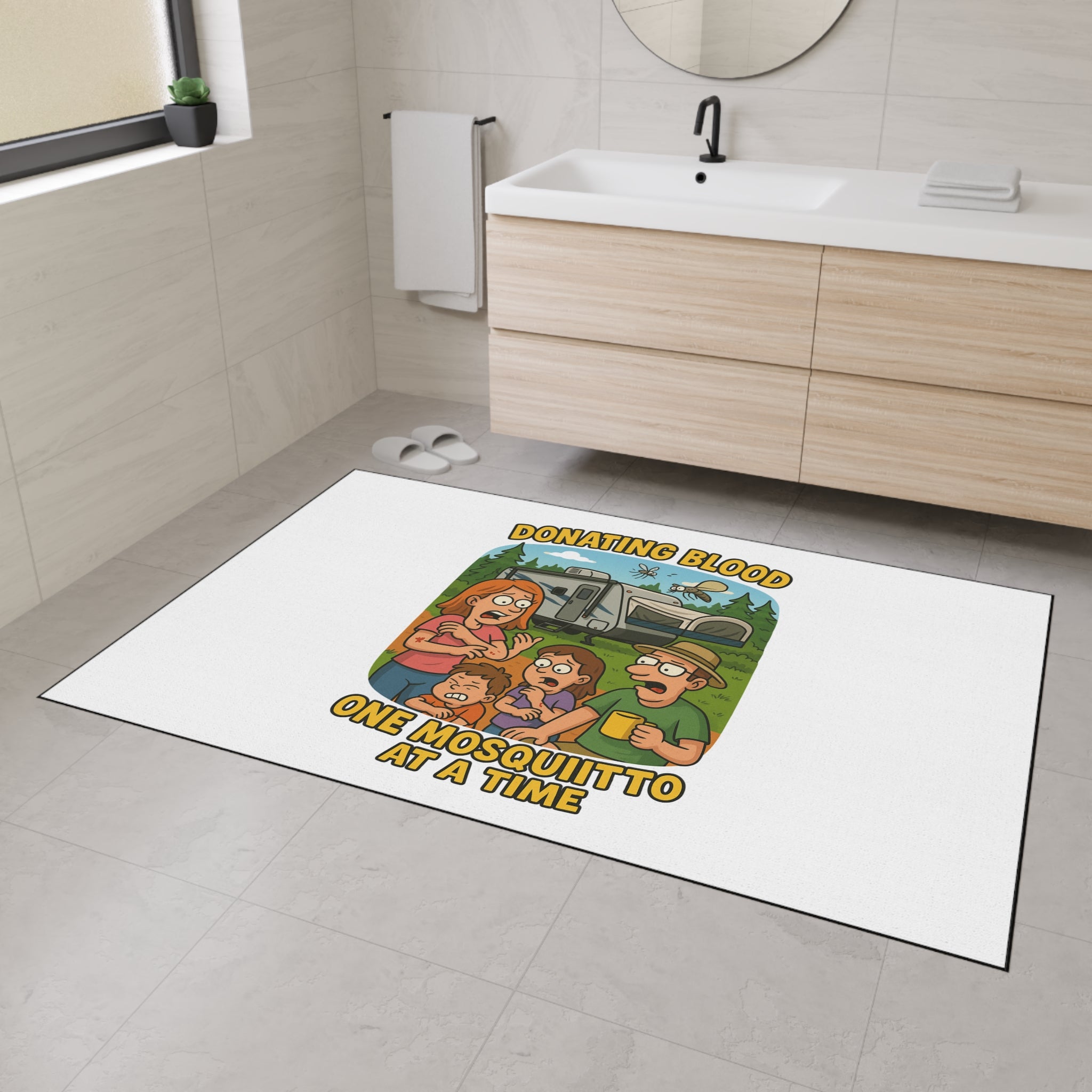 Retro Themed Heavy Duty Floor Mat - 'Donating Blood One Mosquito at a Time', Home Decor, Outdoor Rug, Kitchen Mat, Fun Gift, Camping [...]