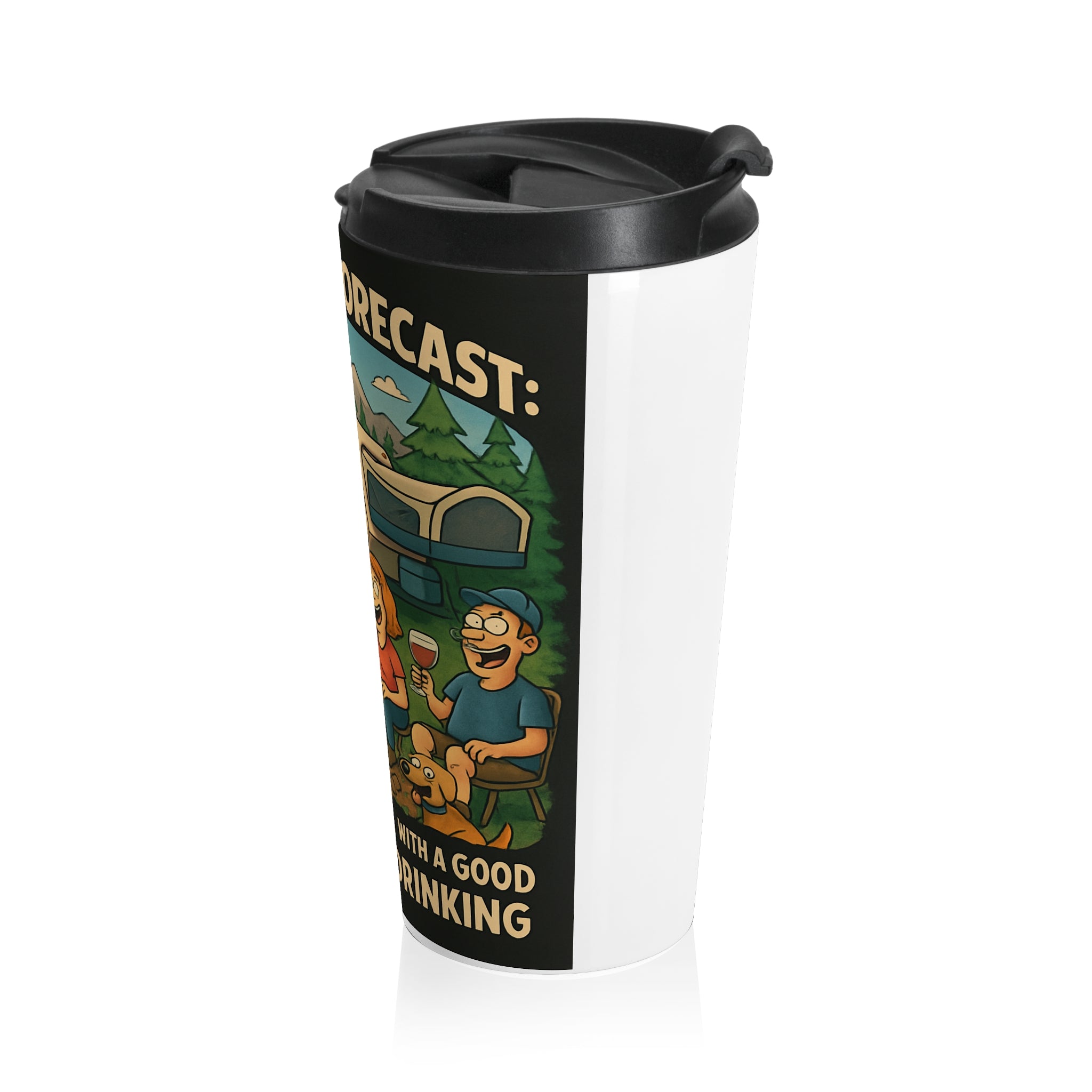 Weekend Camping Travel Mug - Stainless Steel Insulated Travel Cup, Coffee Mug for Outdoors, Adventure Gift, Unique Camping Quote