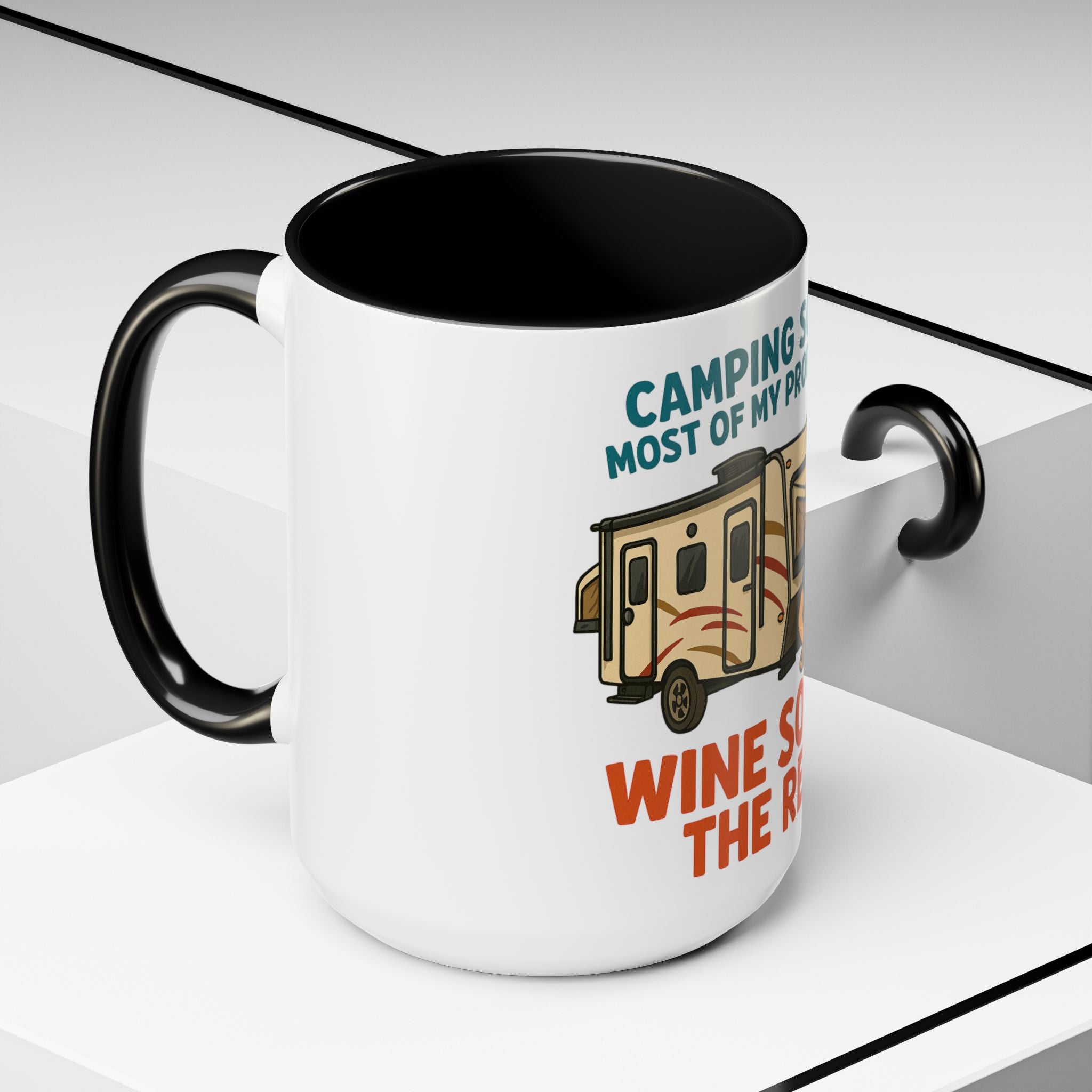 Camping Coffee Mug - Wine Solves the Rest - Fun Camper Mug for Nature Lovers, Gift for Adventurers, Travel Mug, Coffee Lover's Gift