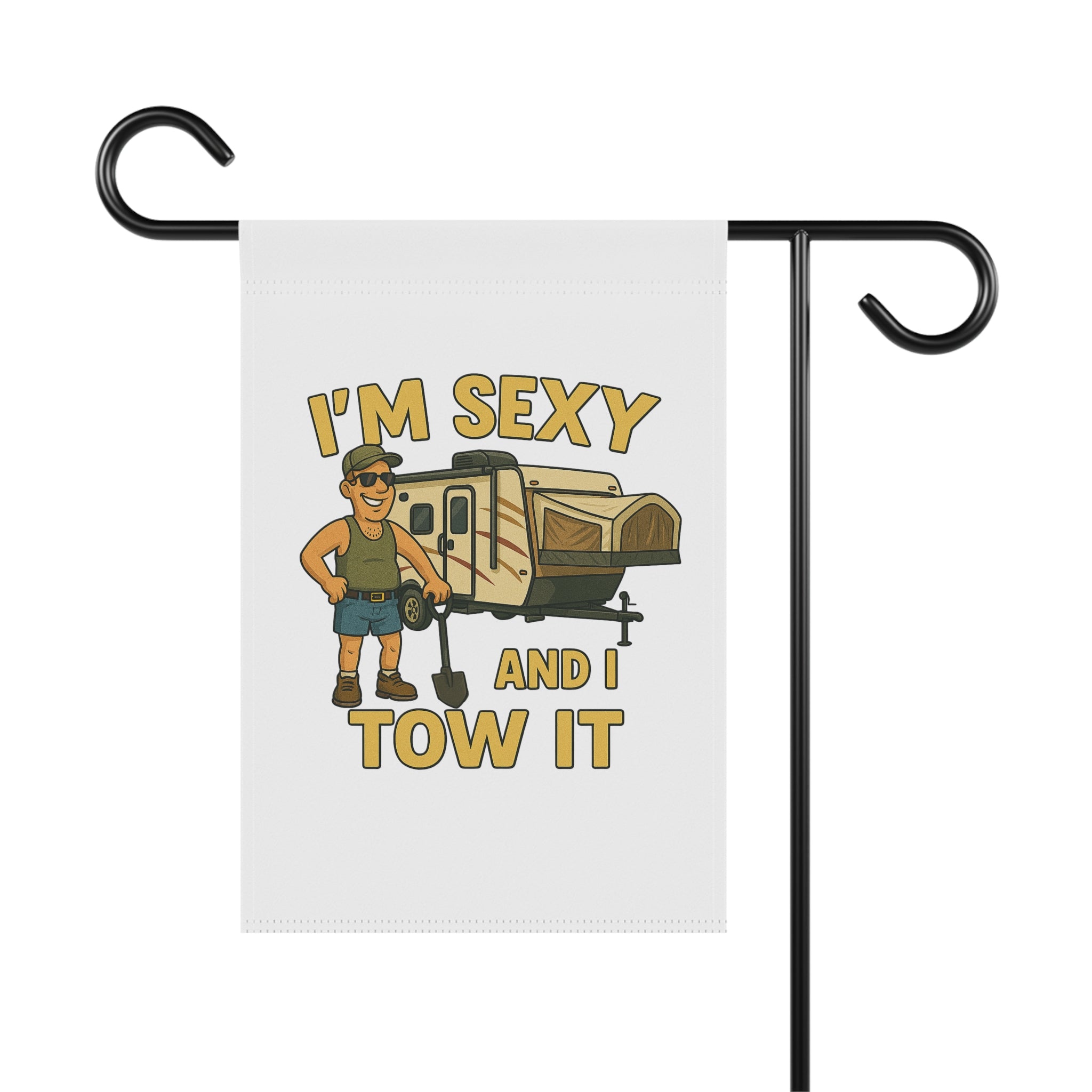 Humorous Garden Banner, Funny Outdoor Decor, RV Travel Flag, Camping Sign, Quirky Home & Garden Decoration