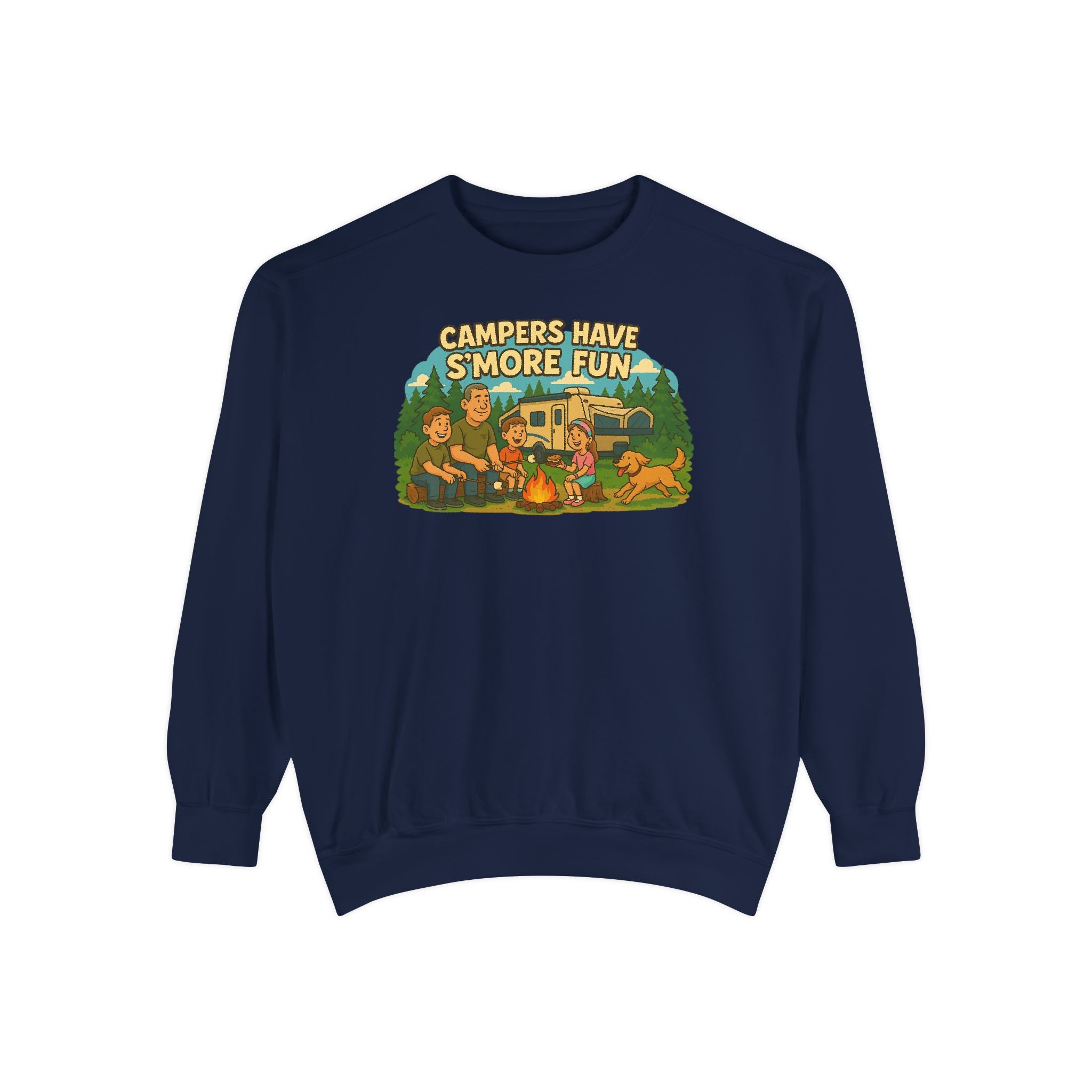 Camper Vibes Sweatshirt - Enjoy S'mores, Unisex Campfire Clothing, Perfect for Outdoor Adventures, Gift for Adventurers, Cozy Camping Attire