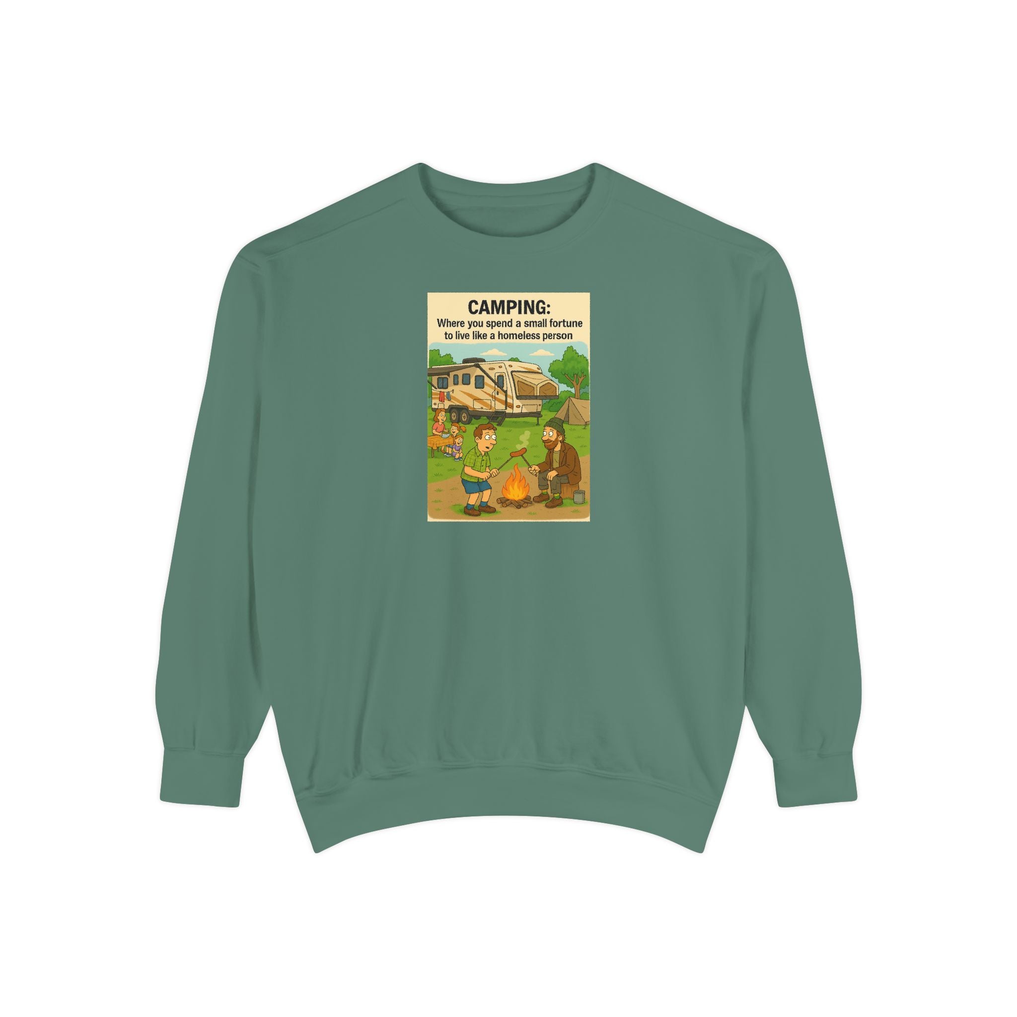 Camping Adventure Sweatshirt, Unisex Garment-DyedPullover, Cozy Casual Wear, Outdoor Enthusiast Gift, Camping Trip Apparel