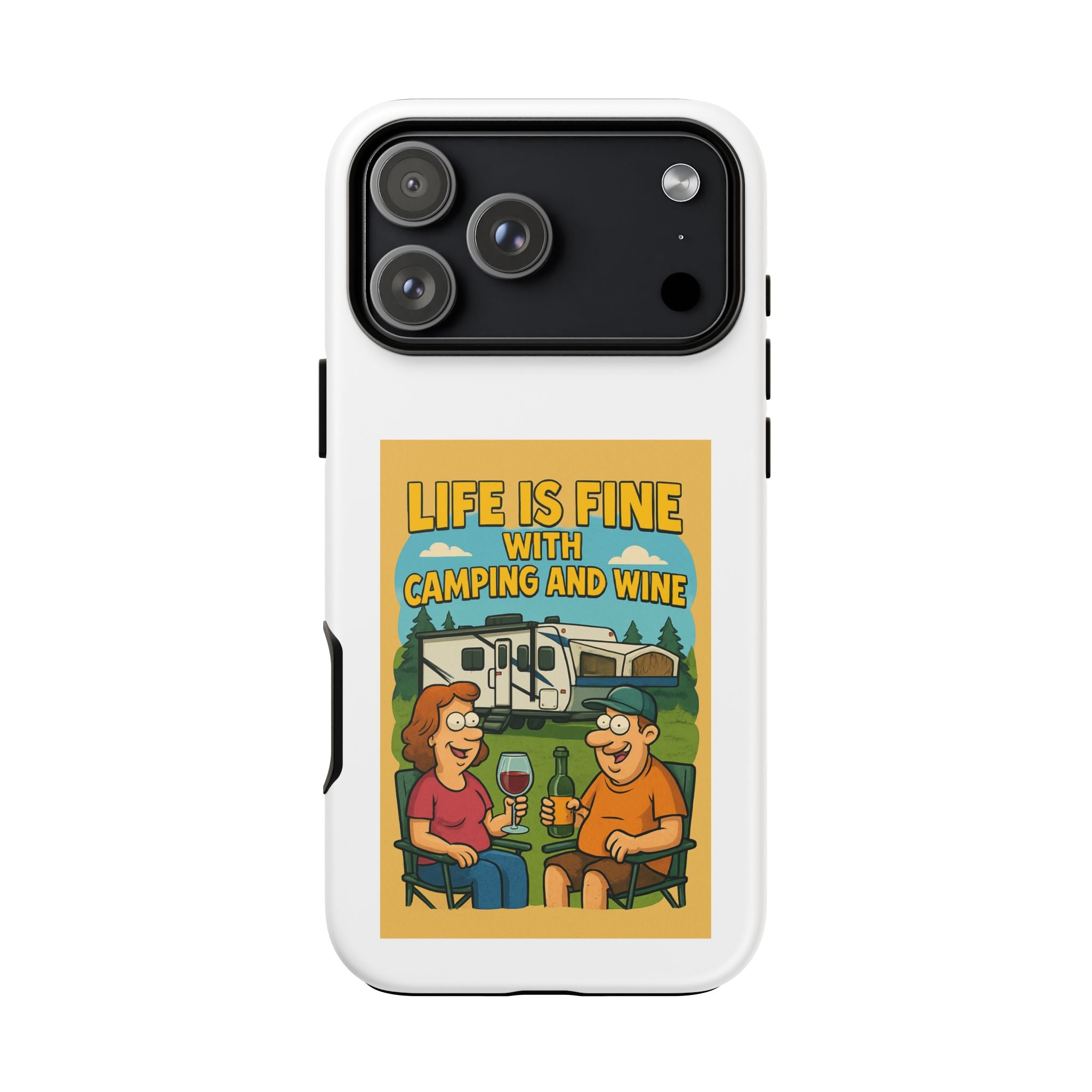 Camping & Wine Phone Case, Outdoor Adventure Accessory, Fun Gift for Campers, Summer Travel Essential, RV Lover Present