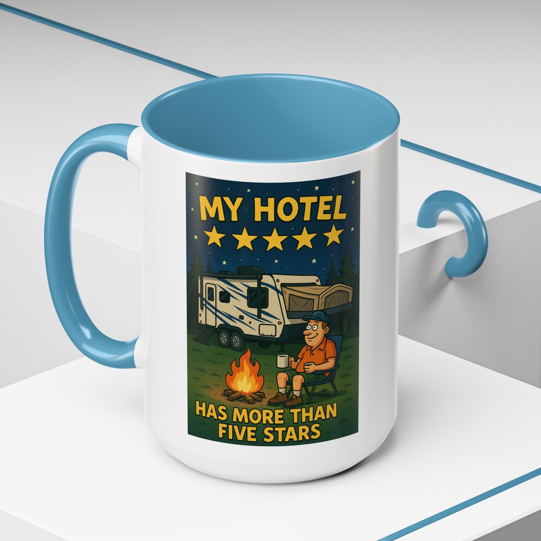 Camping-Themed Accent Coffee Mug | Perfect for RV Lovers, Campers, Travelers, Cozy Nights, Outdoor Adventures, Unique Gift Ideas