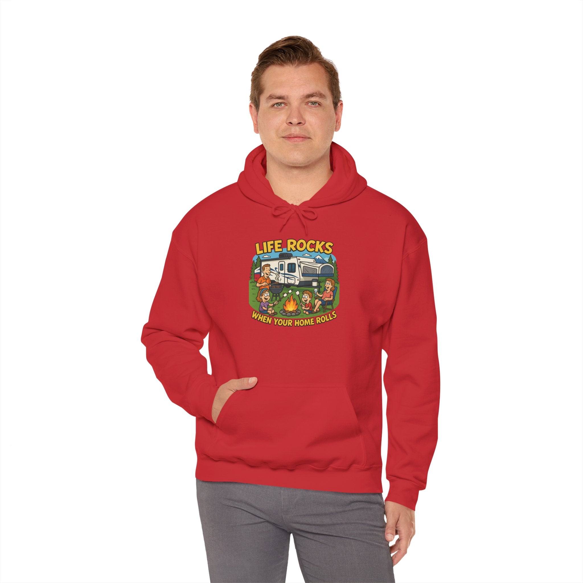 Campfire Adventure Hoodie with Retro Design, Cozy Gift for Outdoor Lovers, Perfect for Camping, Road Trips, and Casual Wear