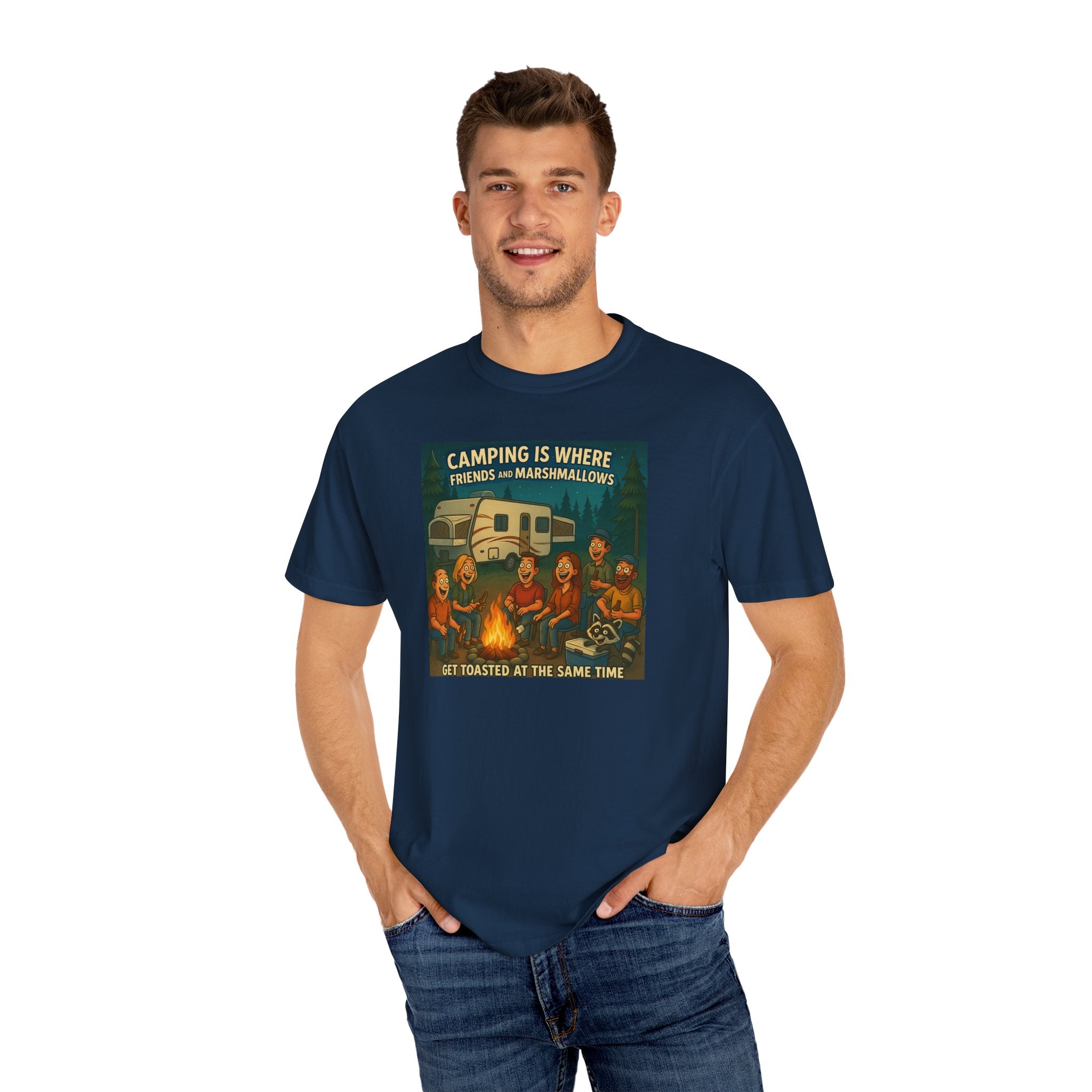 Camping T-Shirt: Get Toasted with Friends, Unisex Garment-Dyed Tee, Outdoor Adventure Shirt, Camping Gift, Summer BBQ Shirt, Family [...]