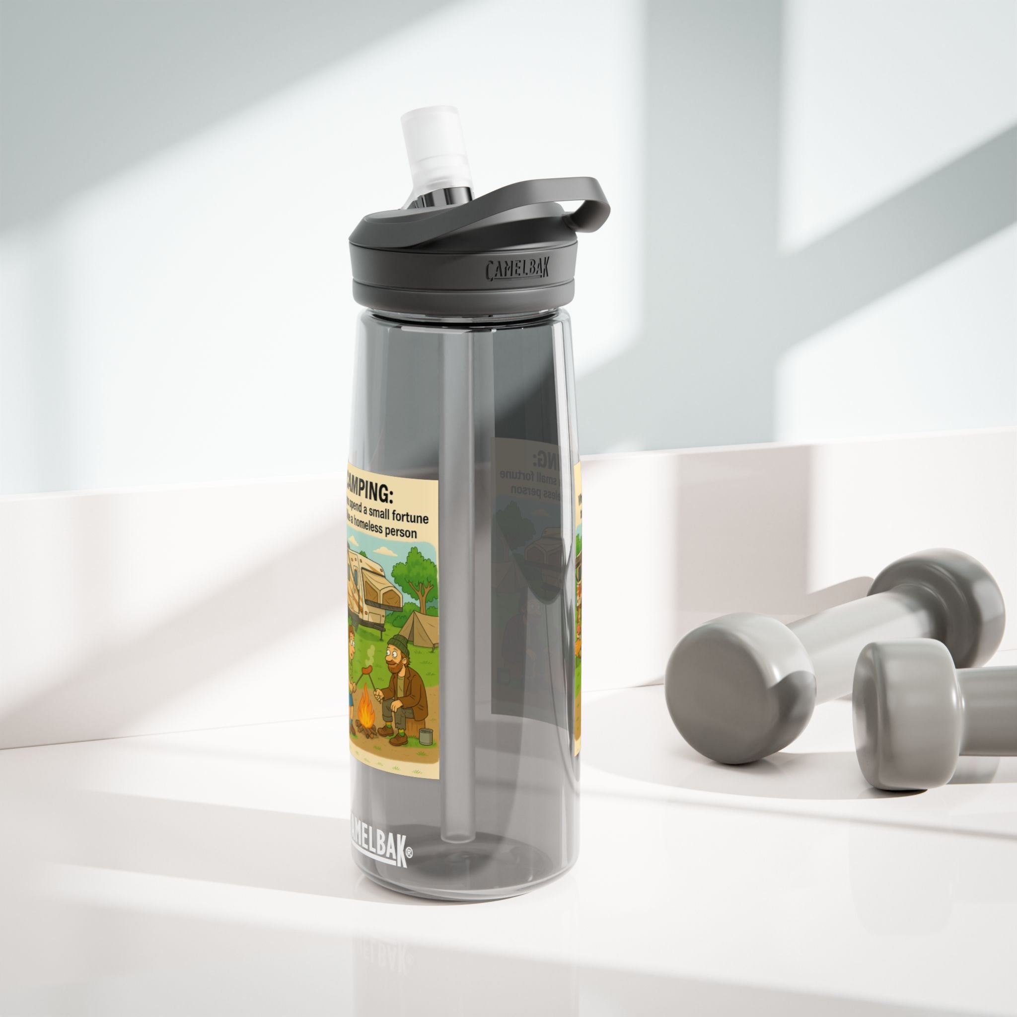 Camping Water Bottle, Funny Outdoor Gift, Hiking Hydration, Adventure Accessory, Eco-friendly Drinkware