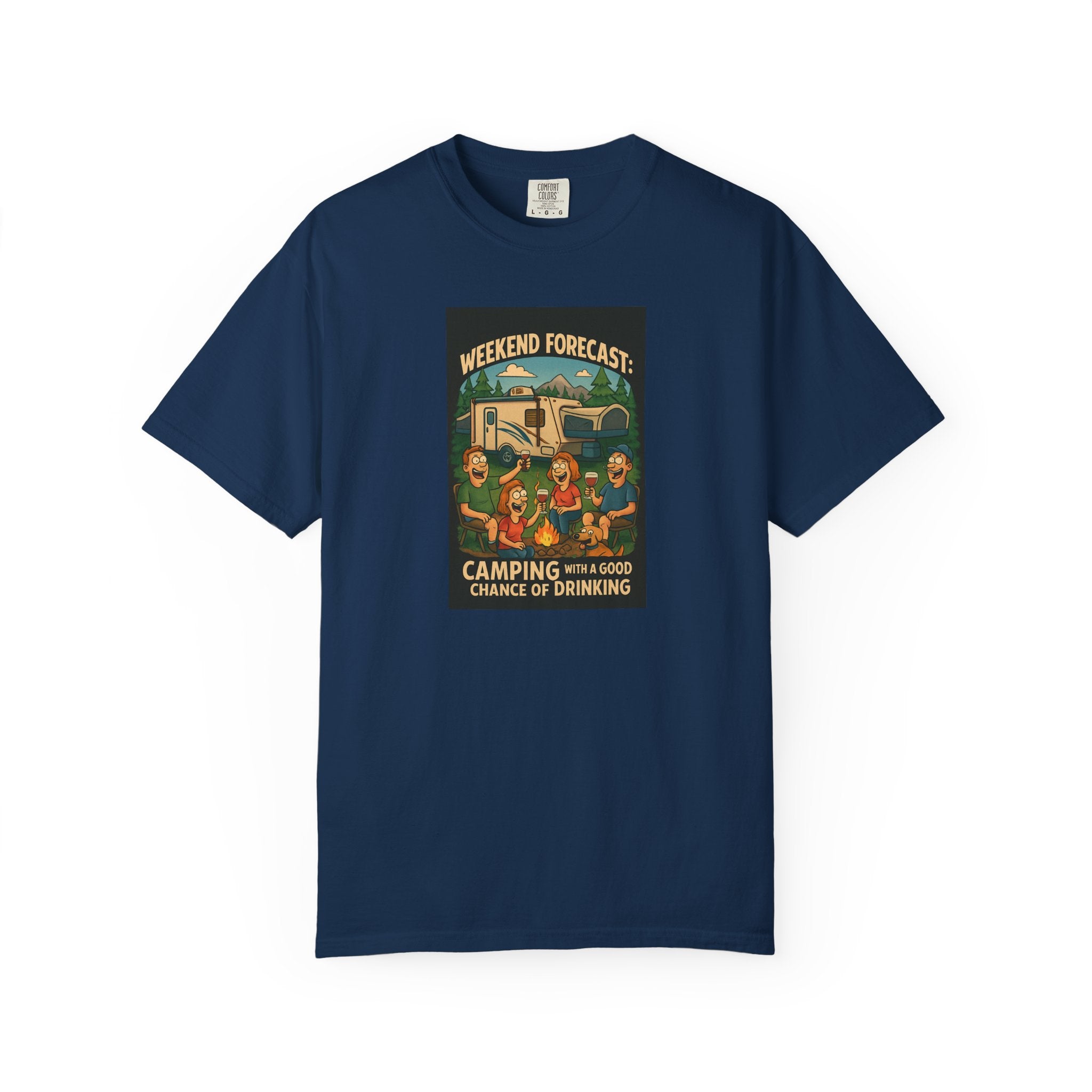 Camping Forecast T-Shirt, Unisex Graphic Tee, Gift for Campers, Outdoor Adventure Apparel, Weekend Getaway Shirt, Nature Lover's Tee