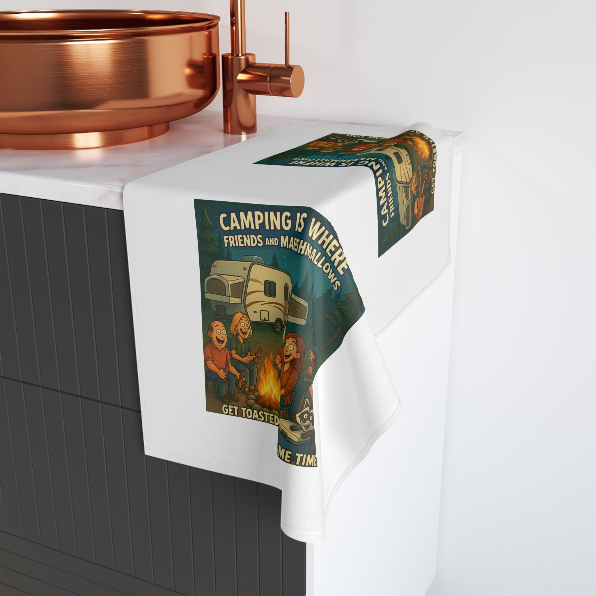 Camping Themed Hand Towel - Perfect for Campers, Outdoor Enthusiasts, & Gifts for Adventurers | Cute Kitchen Towel, Fun Camping Decor, [...]