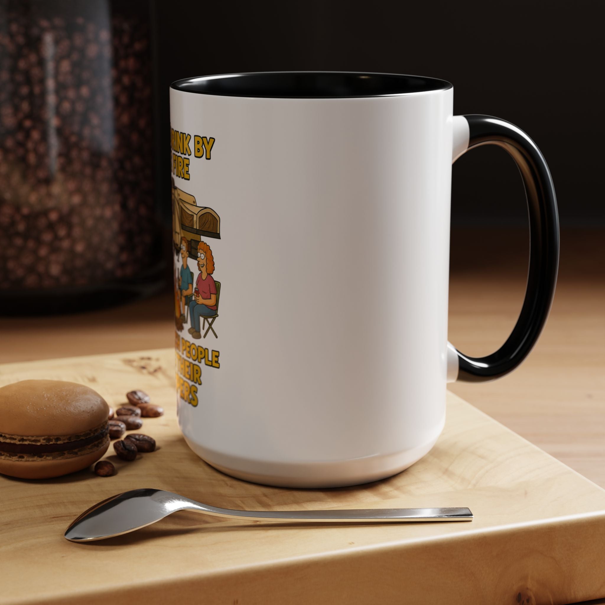 Campfire Accent Coffee Mug, Camping Gift, Outdoor Adventure Mug, RV Lovers Coffee Cup, Relaxing by the Fire