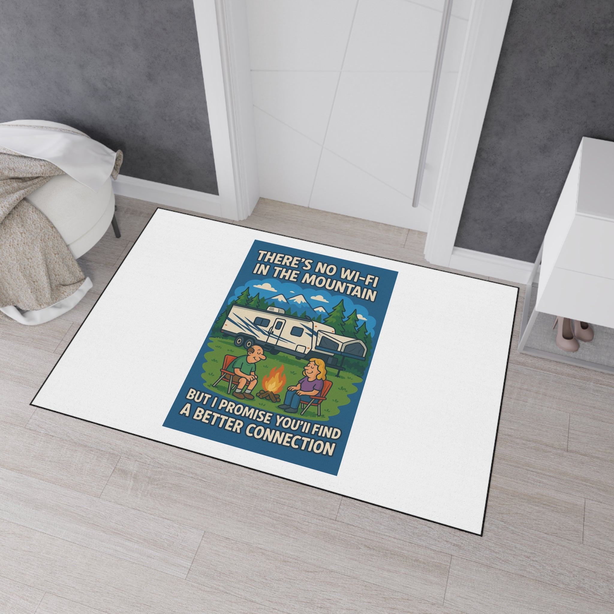 Camping Enthusiast Floor Mat, Retro Outdoor Rug, RV Decor, Campfire Mat, Gift for Nature Lovers, Cozy Cabin Accessory