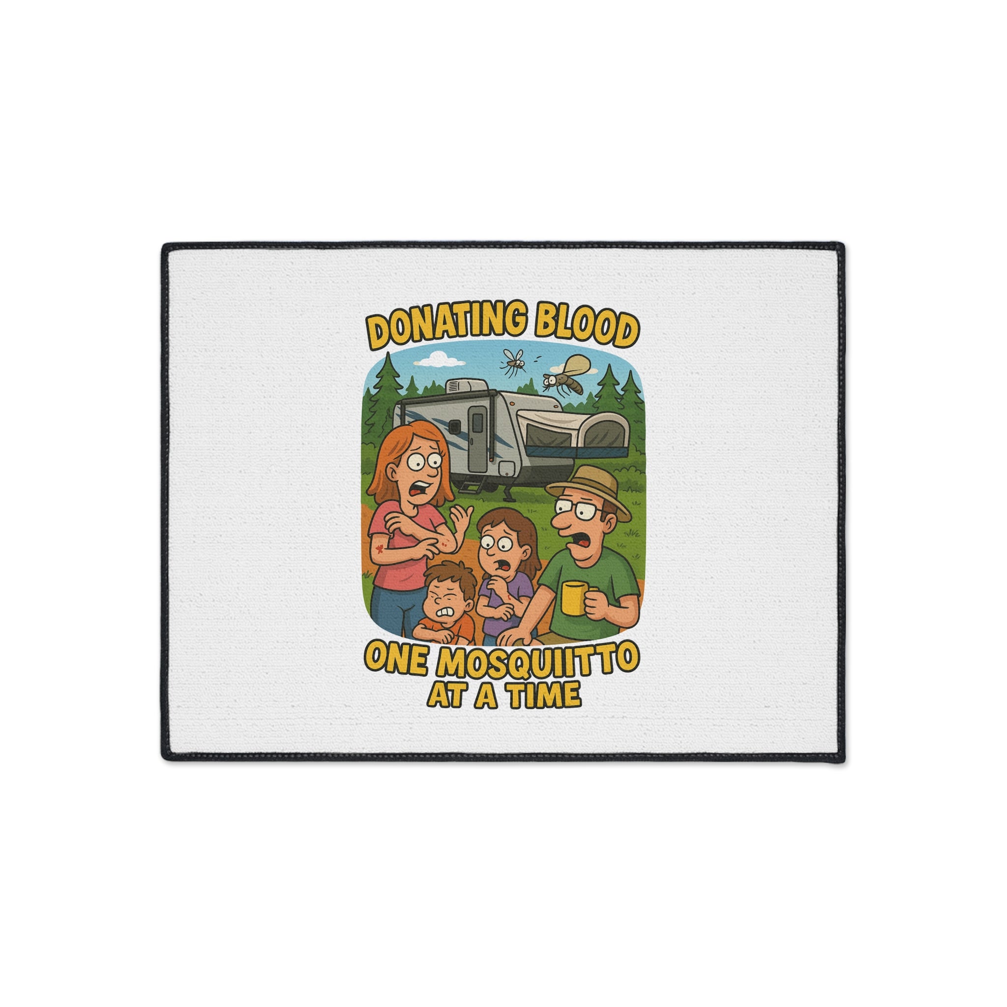 Retro Themed Heavy Duty Floor Mat - 'Donating Blood One Mosquito at a Time', Home Decor, Outdoor Rug, Kitchen Mat, Fun Gift, Camping [...]