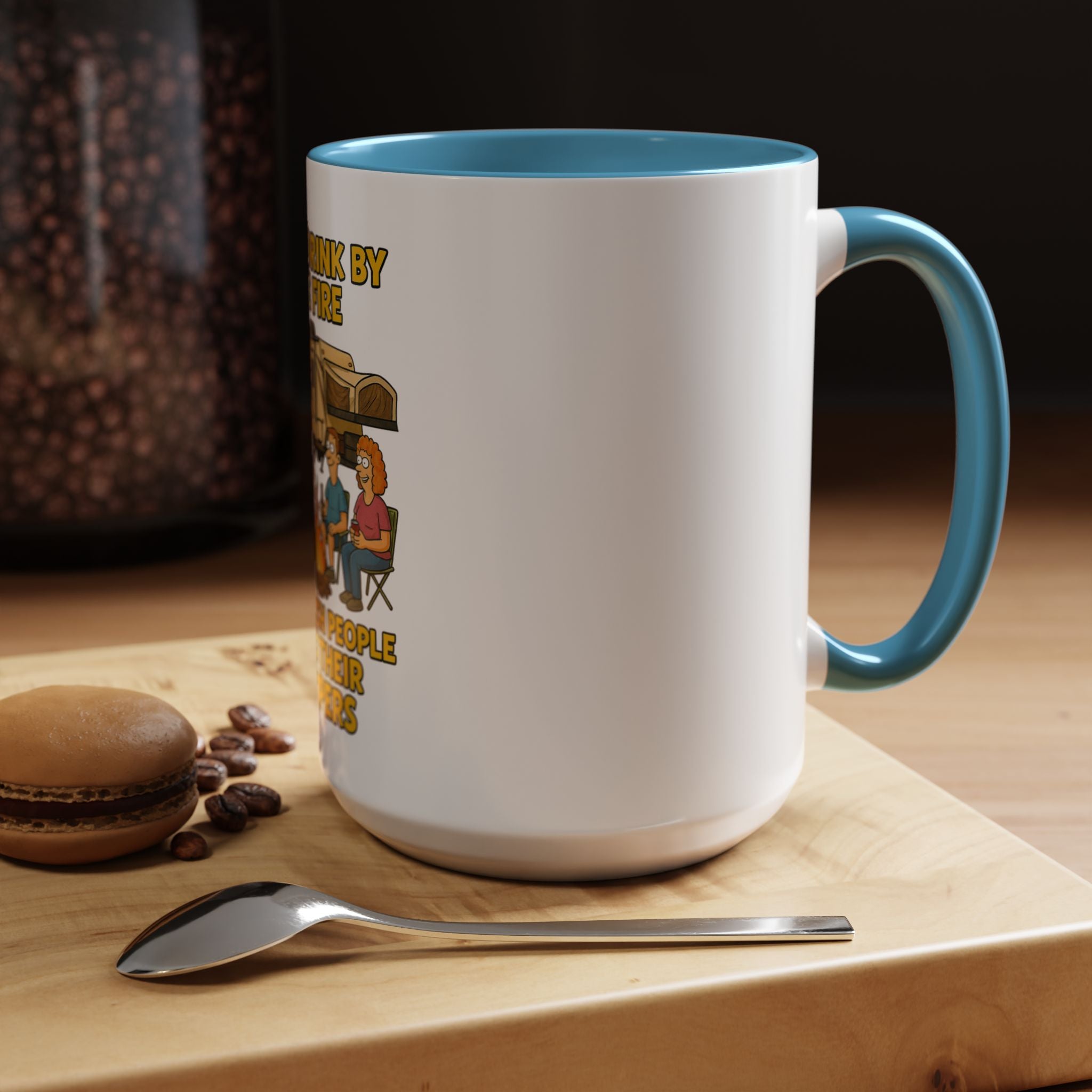 Campfire Accent Coffee Mug, Camping Gift, Outdoor Adventure Mug, RV Lovers Coffee Cup, Relaxing by the Fire