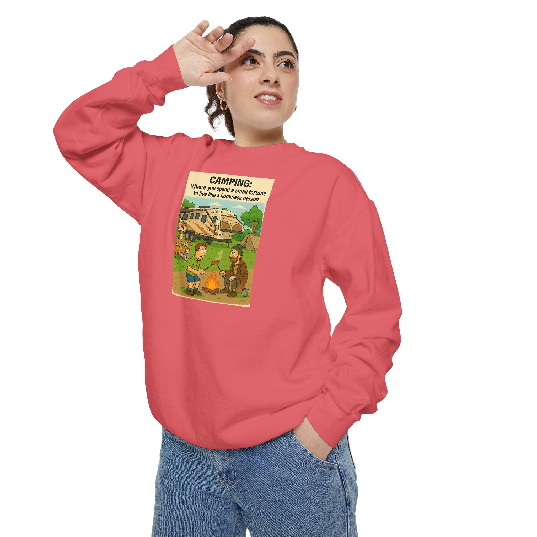 Camping Adventure Sweatshirt, Unisex Garment-DyedPullover, Cozy Casual Wear, Outdoor Enthusiast Gift, Camping Trip Apparel