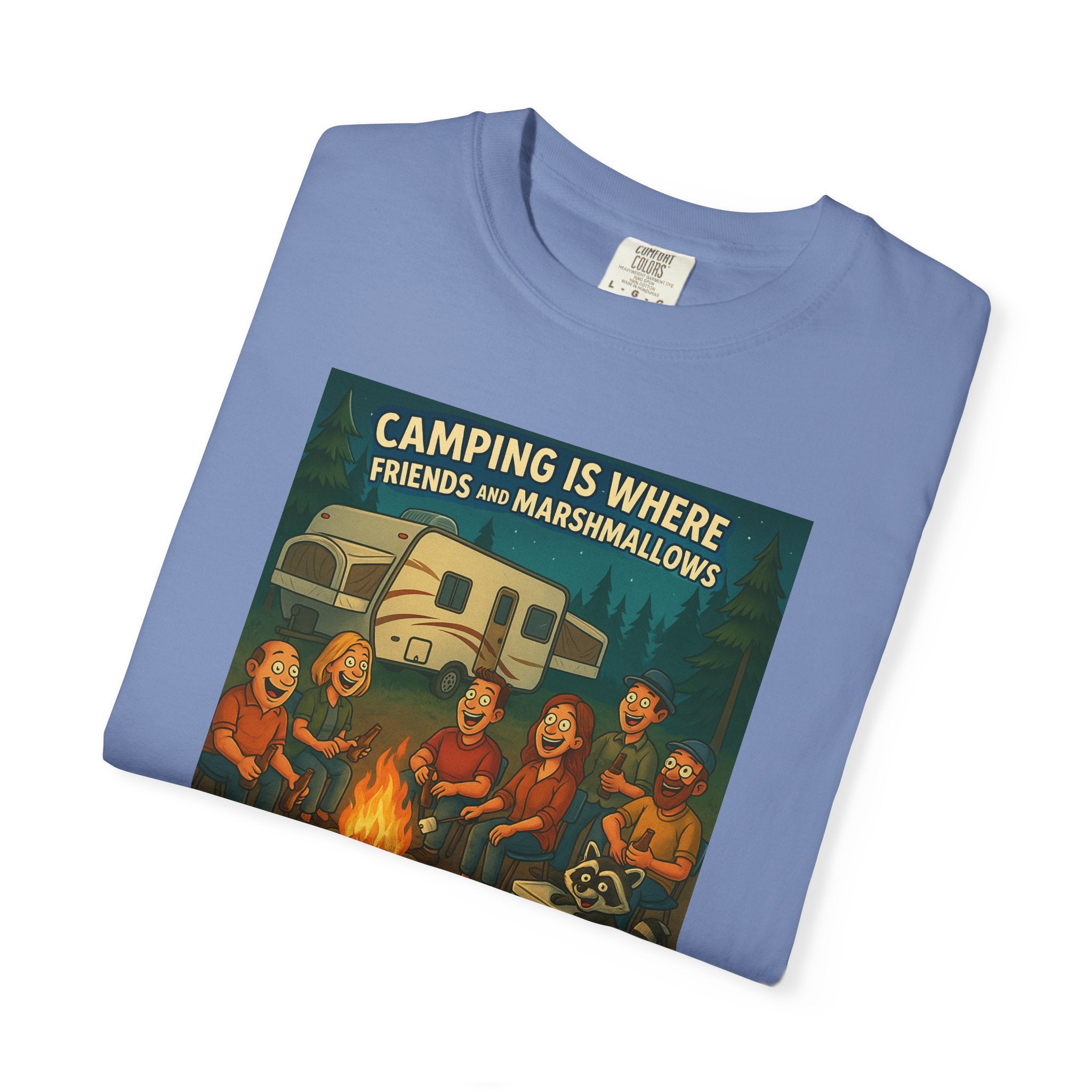 Camping T-Shirt: Get Toasted with Friends, Unisex Garment-Dyed Tee, Outdoor Adventure Shirt, Camping Gift, Summer BBQ Shirt, Family [...]