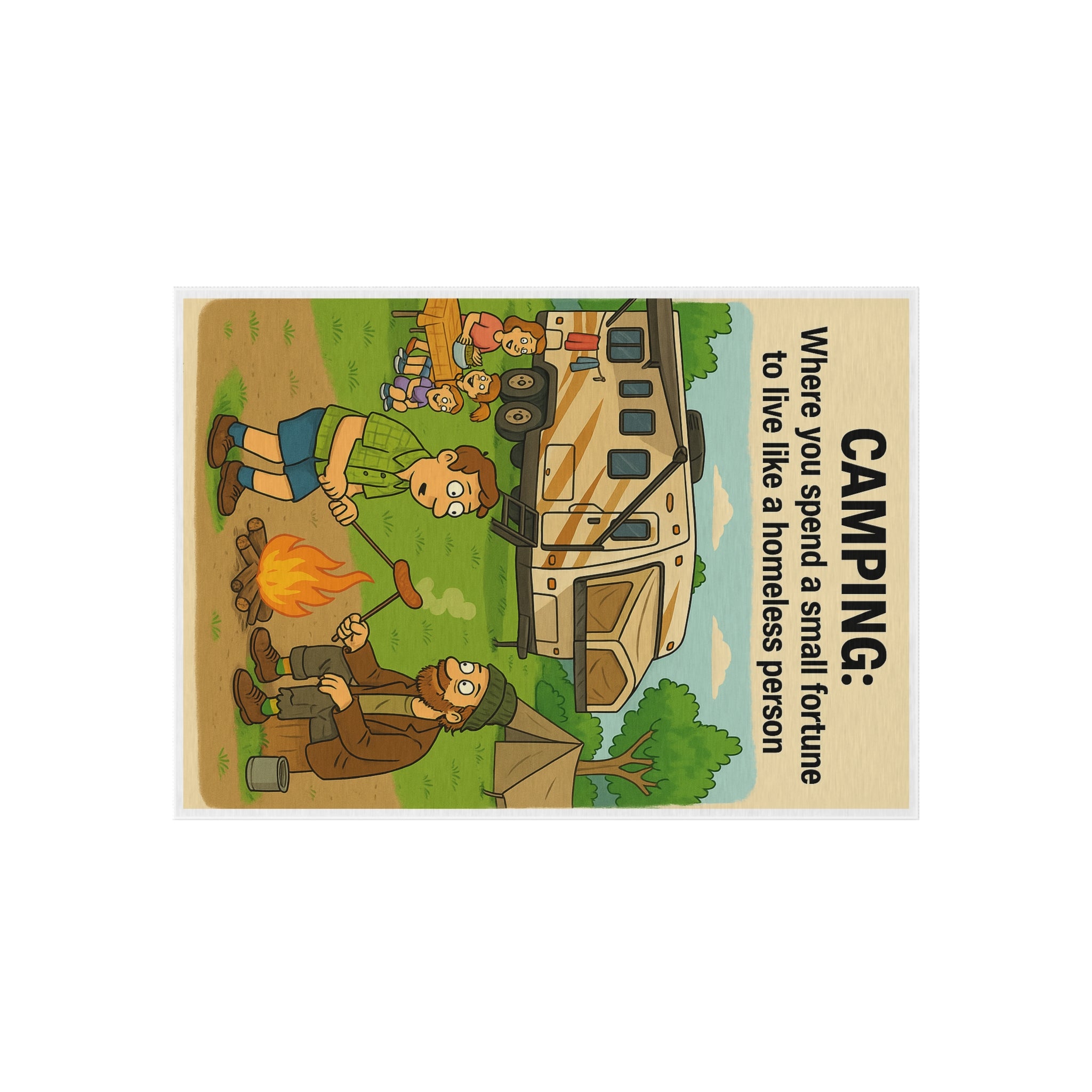 Camping Themed Outdoor Rug - Perfect for RV Adventures, Picnics, and Backyard Gatherings, Unique Gift for Outdoor Lovers