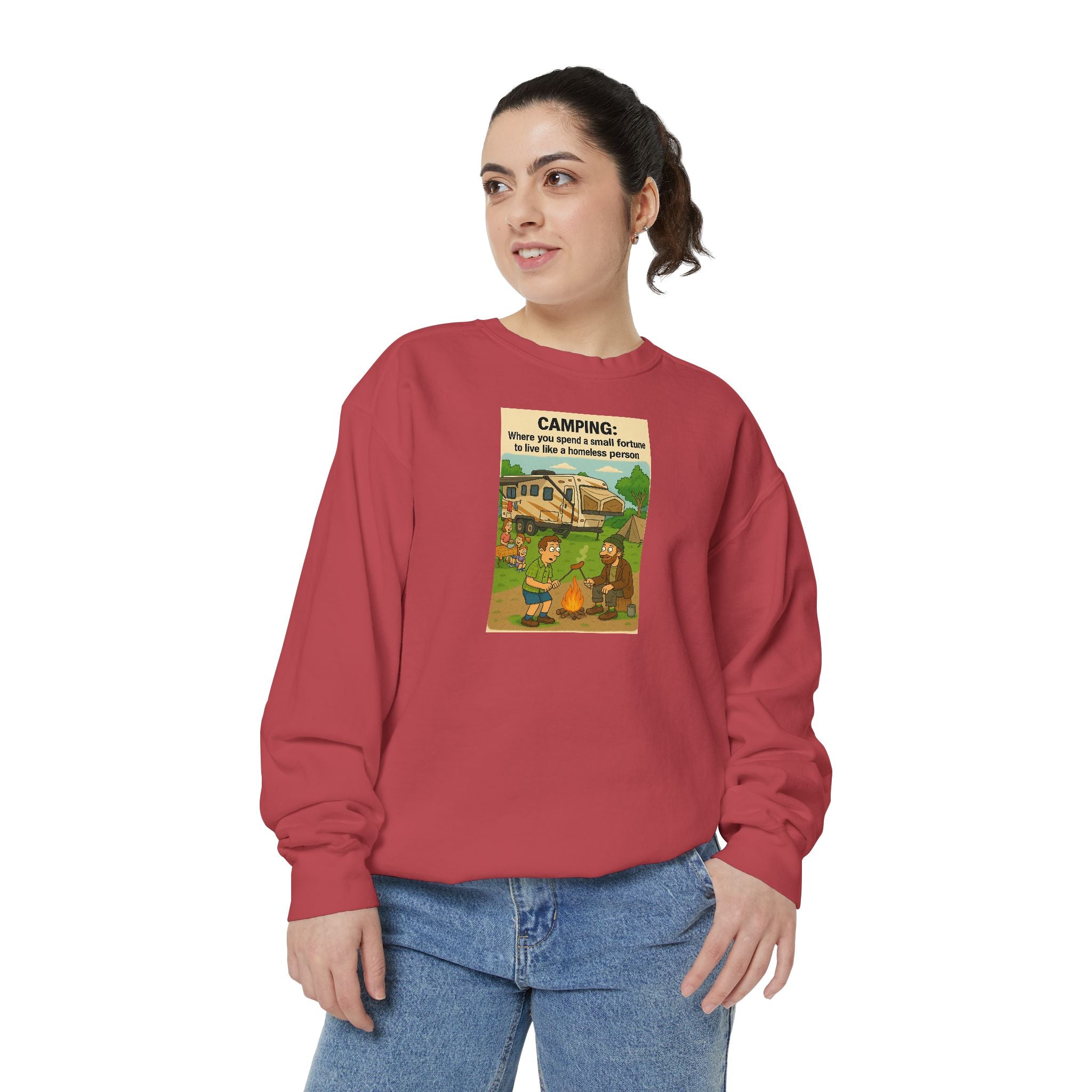 Camping Adventure Sweatshirt, Unisex Garment-DyedPullover, Cozy Casual Wear, Outdoor Enthusiast Gift, Camping Trip Apparel
