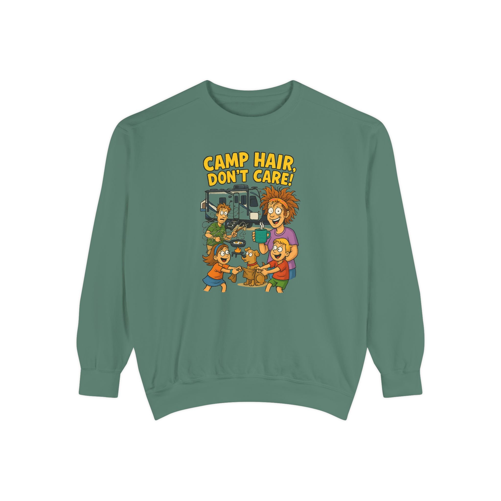 Camp Hair Don't Care Sweatshirt, Cozy Unisex Sweater, Perfect for Campers, Gift for Travel Lovers, Casual Outfit, All Season
