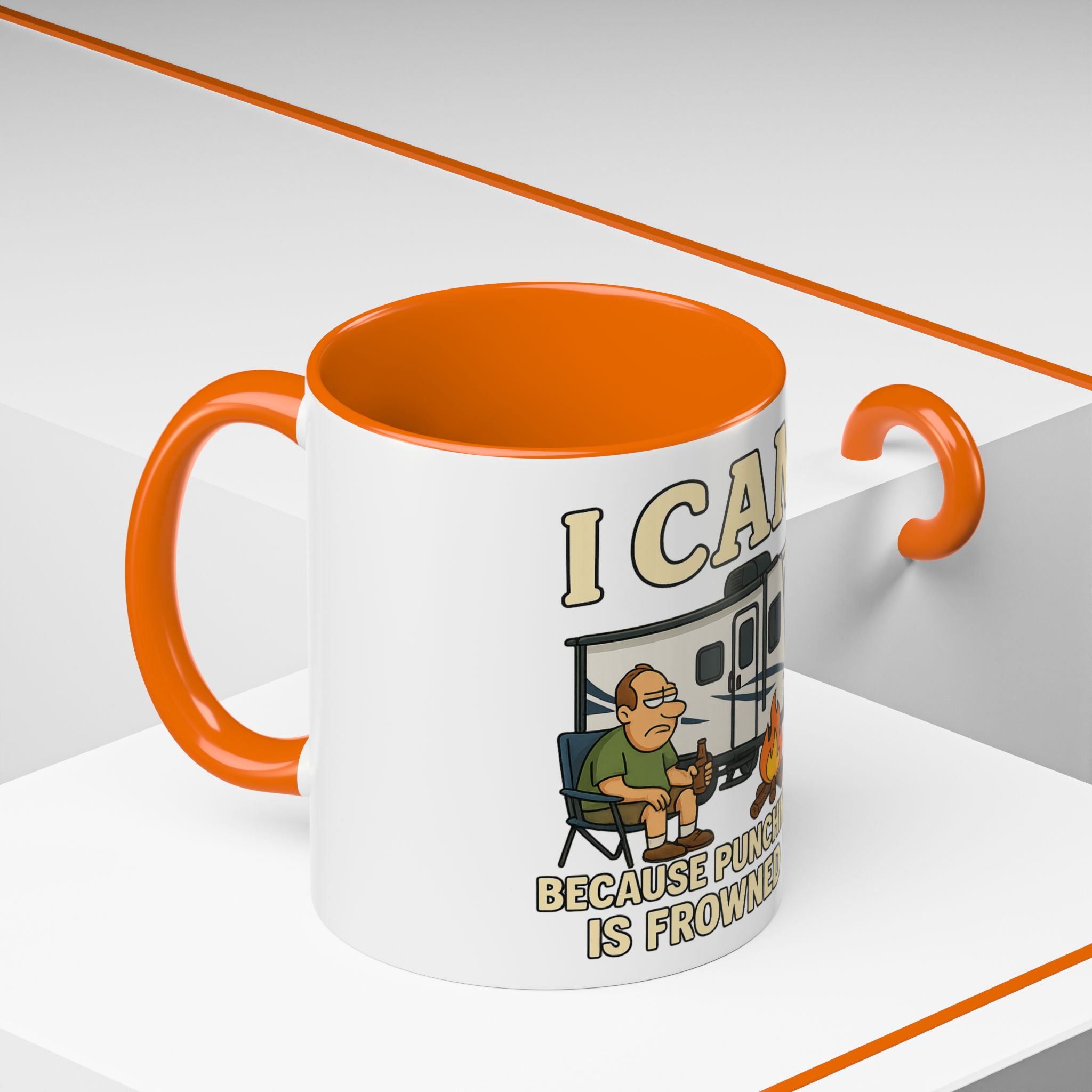 Camping Humor Coffee Mug - I Camp Because Punching People is Frowned Upon