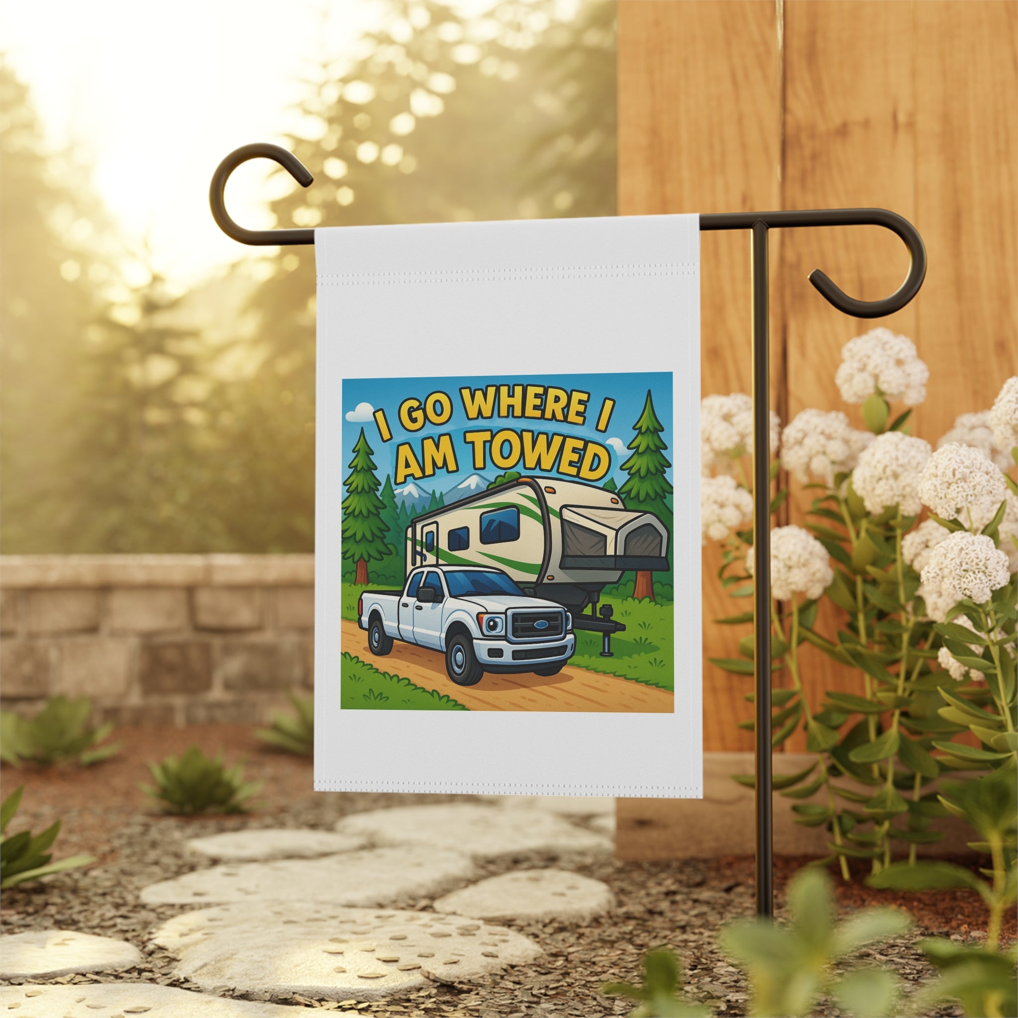 Travel Trailer Banner, RV Garden Decor, Camping Flag, Adventure Home Sign, Outdoor Decoration, Motorhome Gift