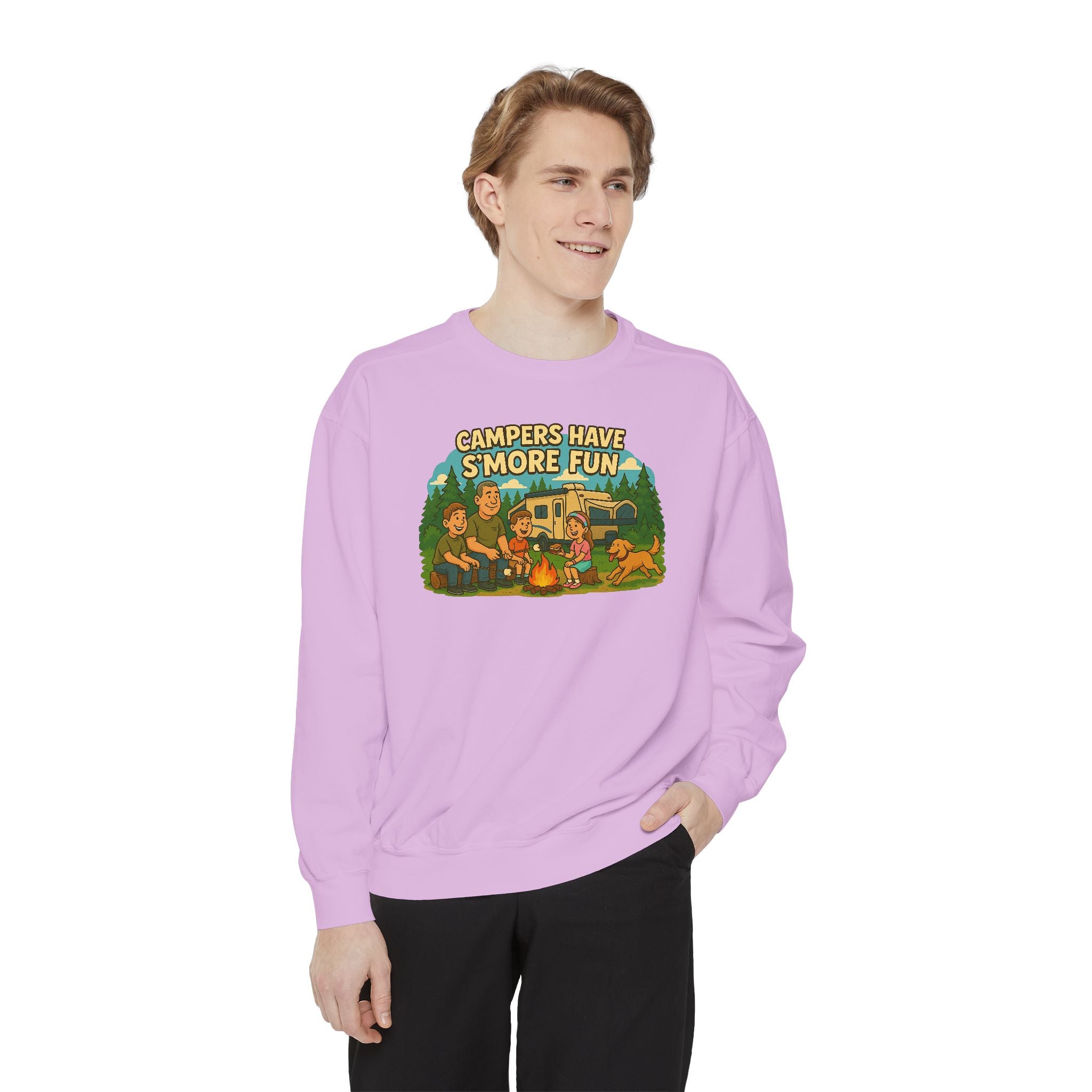 Camper Vibes Sweatshirt - Enjoy S'mores, Unisex Campfire Clothing, Perfect for Outdoor Adventures, Gift for Adventurers, Cozy Camping Attire