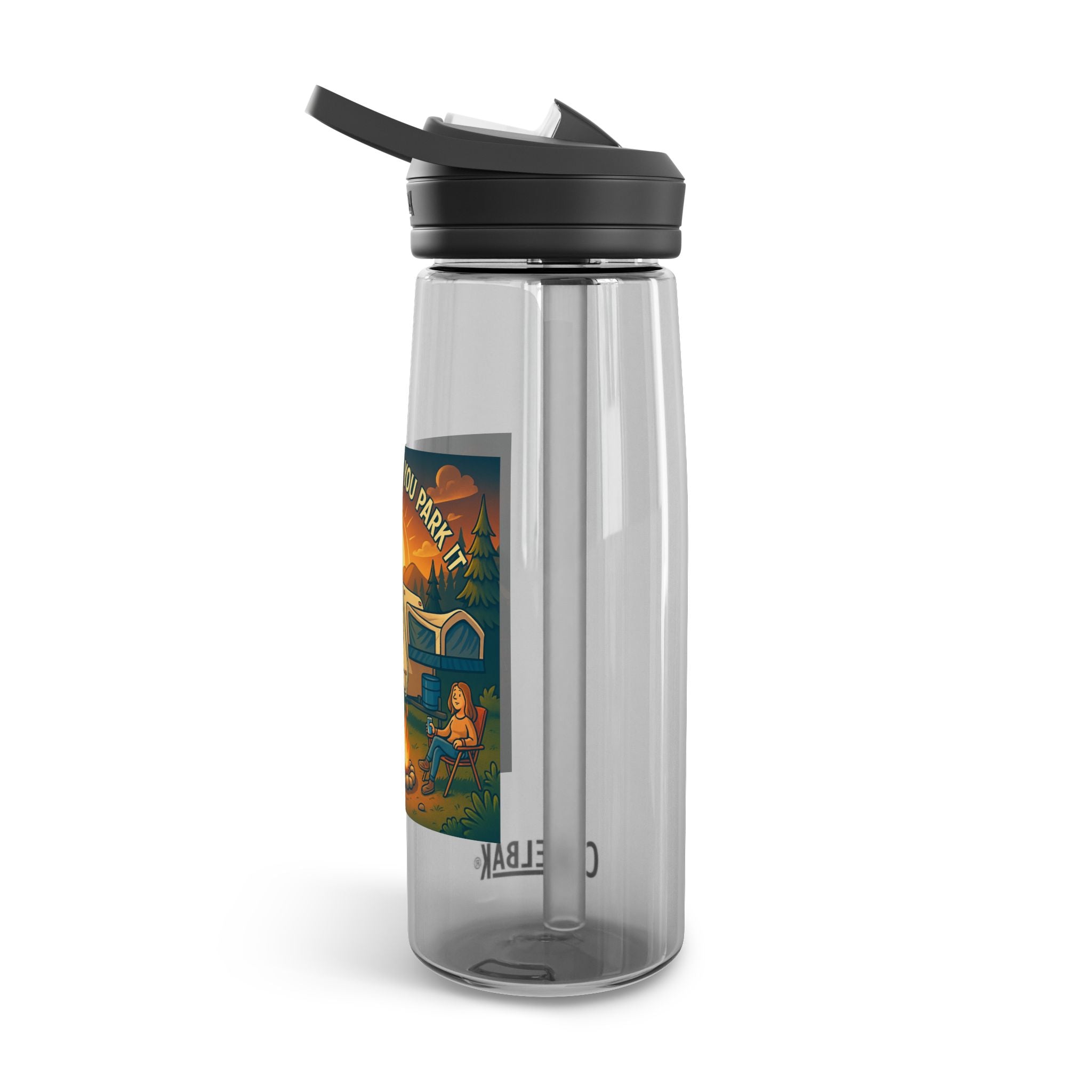 Campfire Adventures Water Bottle, RV Life, Outdoor Fun, Camping Gear, Hydration Bottle, Eco-Friendly Drinking
