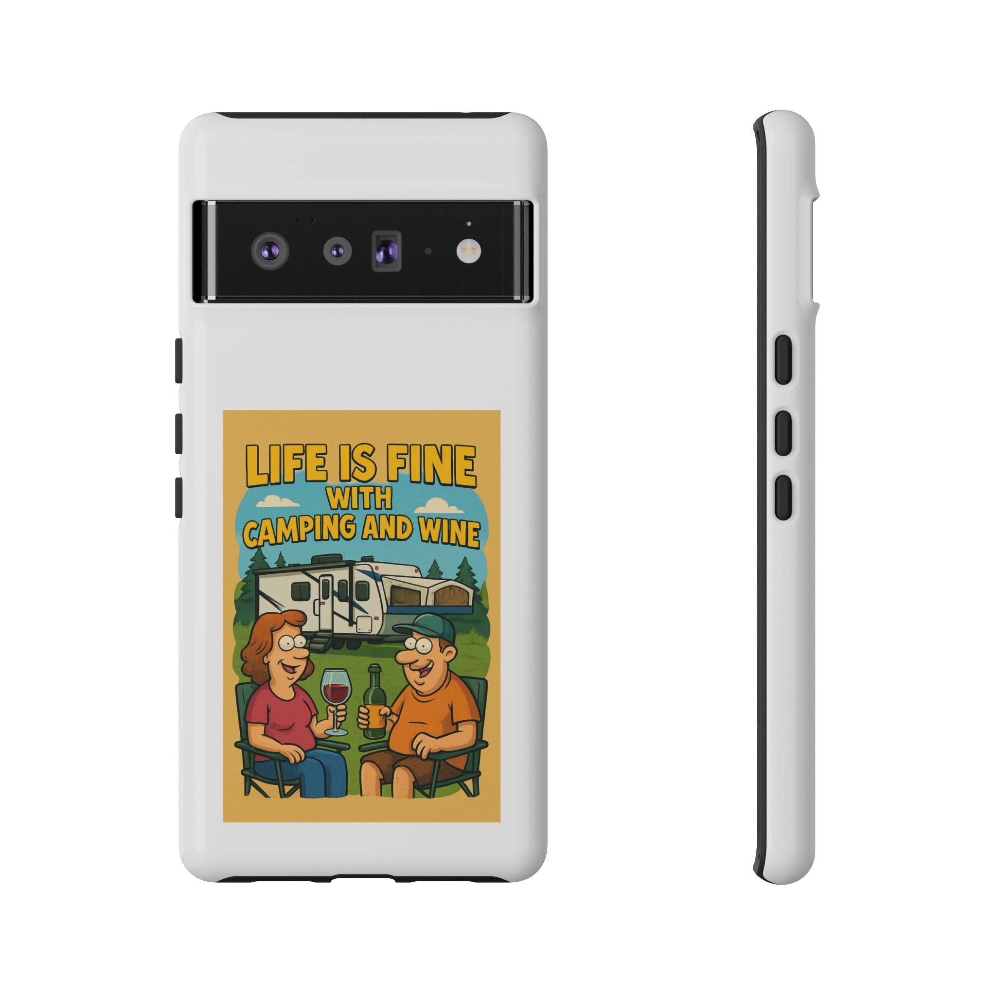 Camping & Wine Phone Case, Outdoor Adventure Accessory, Fun Gift for Campers, Summer Travel Essential, RV Lover Present