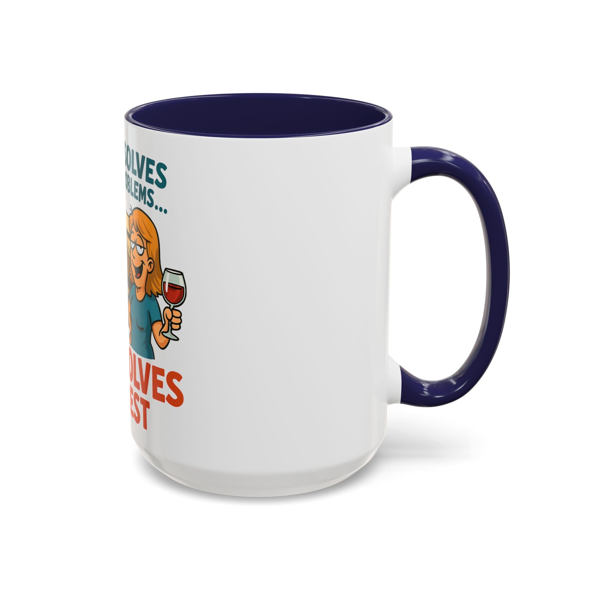 Camping Coffee Mug - Wine Solves the Rest - Fun Camper Mug for Nature Lovers, Gift for Adventurers, Travel Mug, Coffee Lover's Gift