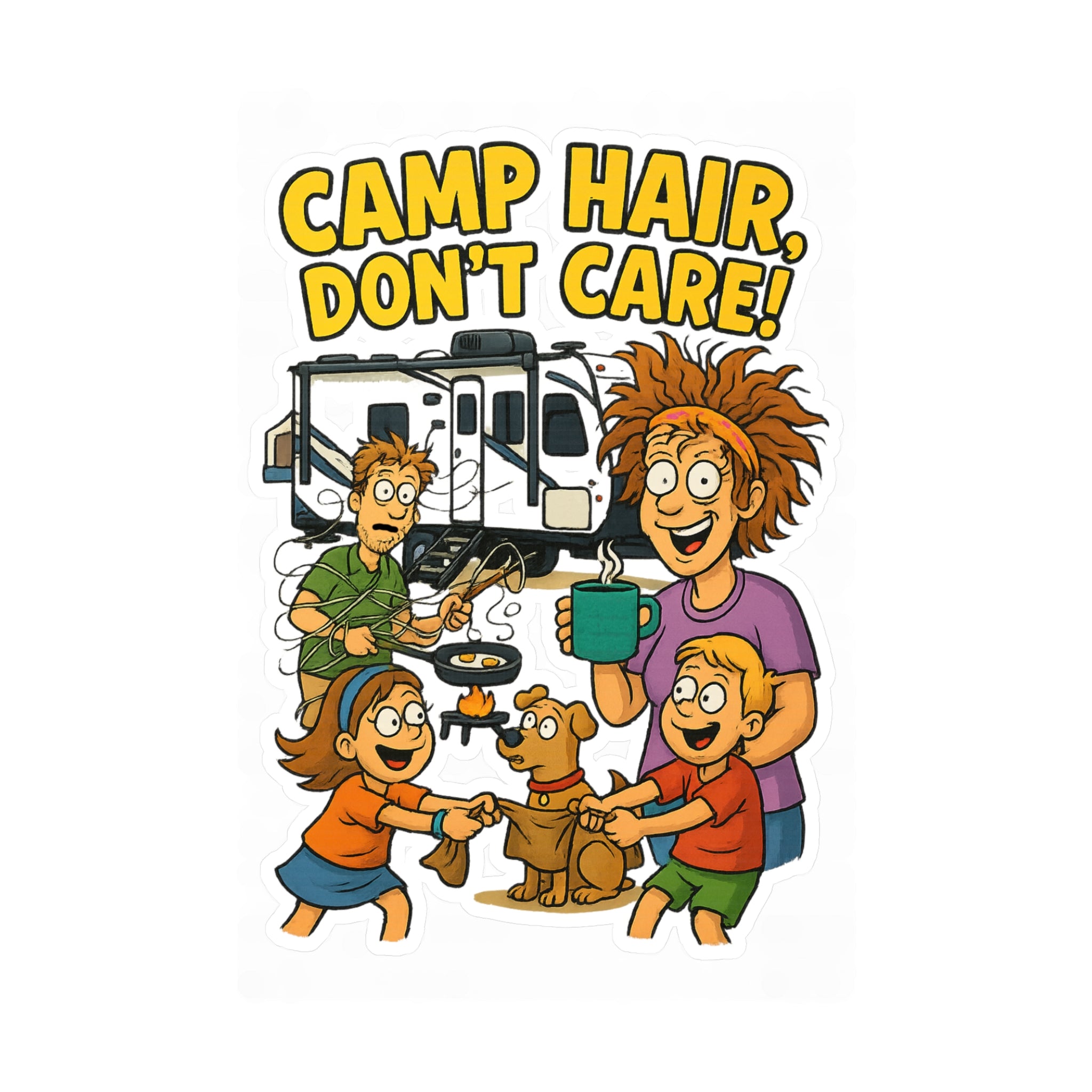 Camp Hair Don't Care Vinyl Decals, Fun Stickers for RV Campers, Outdoor Adventure Decor, Family Road Trip Accessories, Car Window Stickers