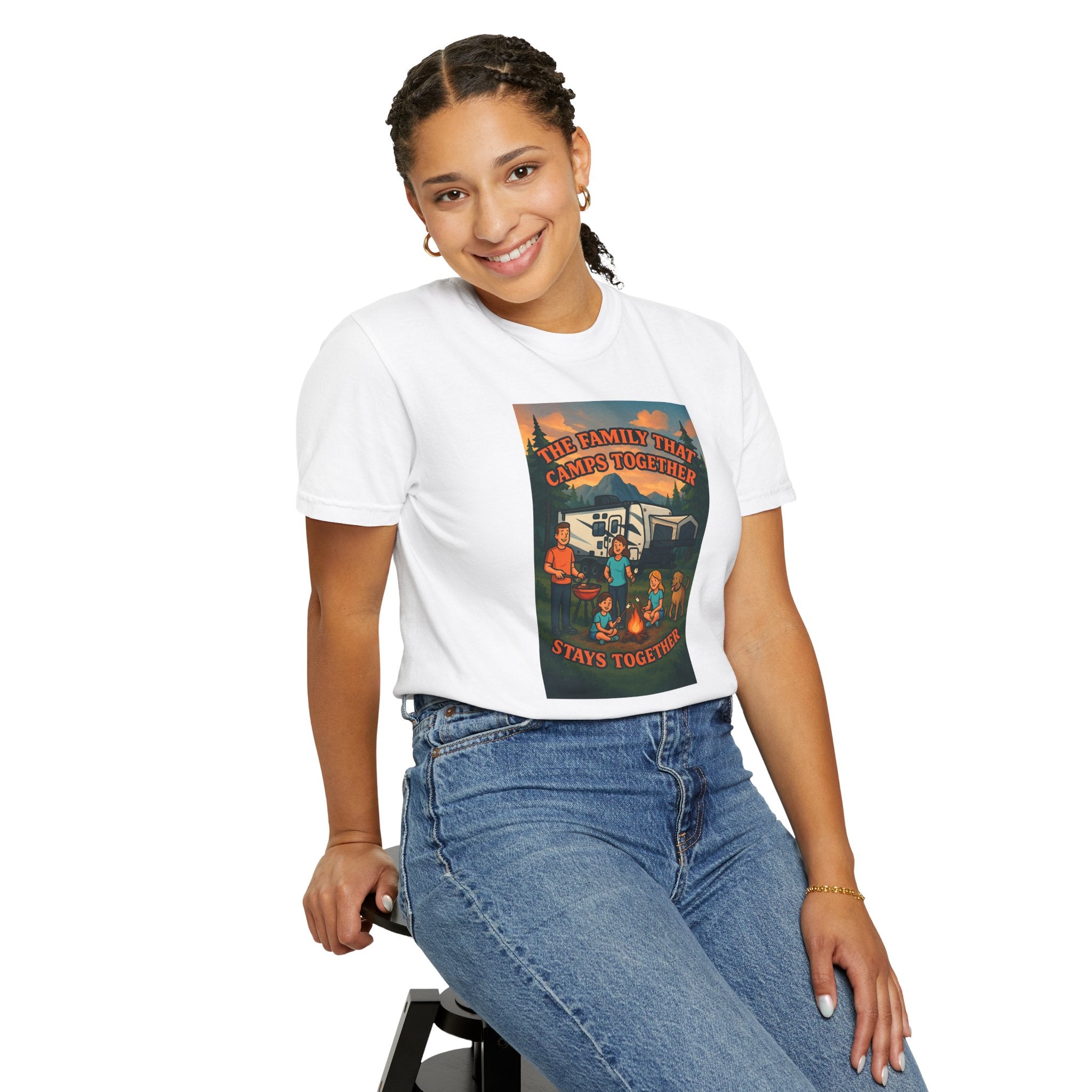 Family Camping T-shirt, Casual Outdoor Tee, Perfect for Family Gatherings, Summer Camp, Gift for Outdoor Lovers, Relaxed Fit Tee