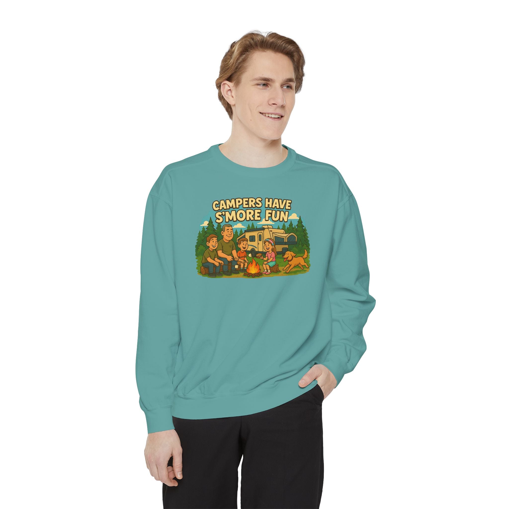 Camper Vibes Sweatshirt - Enjoy S'mores, Unisex Campfire Clothing, Perfect for Outdoor Adventures, Gift for Adventurers, Cozy Camping Attire