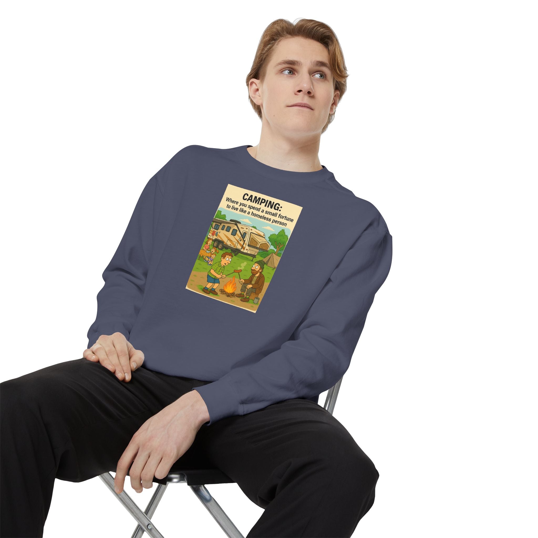 Camping Adventure Sweatshirt, Unisex Garment-DyedPullover, Cozy Casual Wear, Outdoor Enthusiast Gift, Camping Trip Apparel