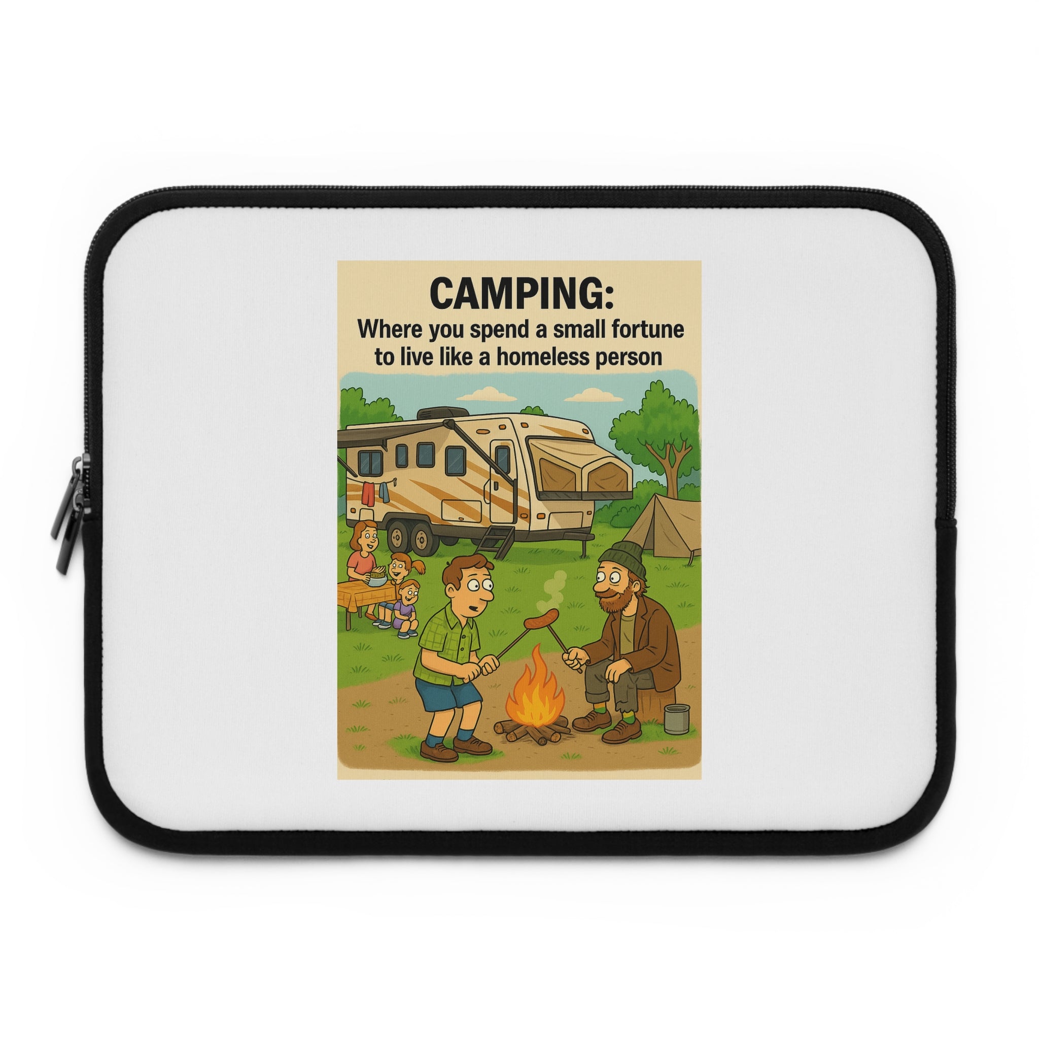 Camping Adventure Laptop Sleeve - Fun Outdoor Design, Computer Case for Nature Lovers, Gift for Campers, Unique Accessories