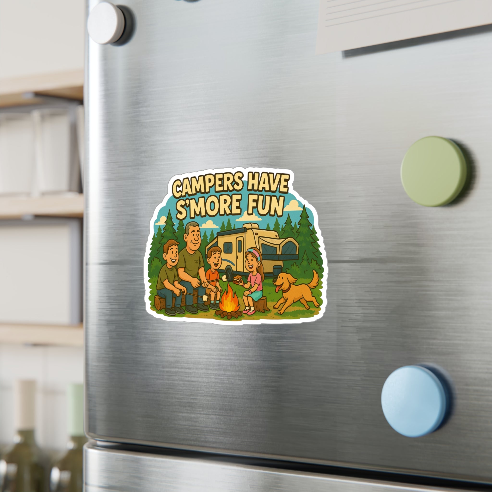 Campfire Family Fun Vinyl Decals | Camping Decor for Adventurers, Stickers for Water Bottles, Laptops, RVs and More