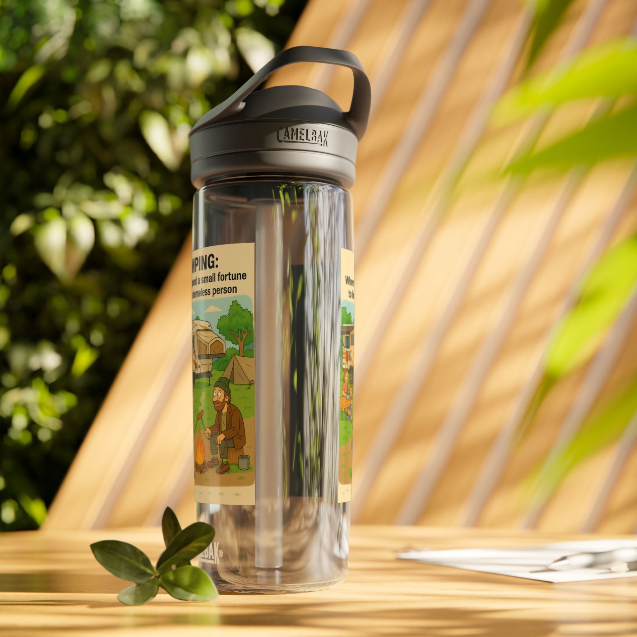 Camping Water Bottle, Funny Outdoor Gift, Hiking Hydration, Adventure Accessory, Eco-friendly Drinkware
