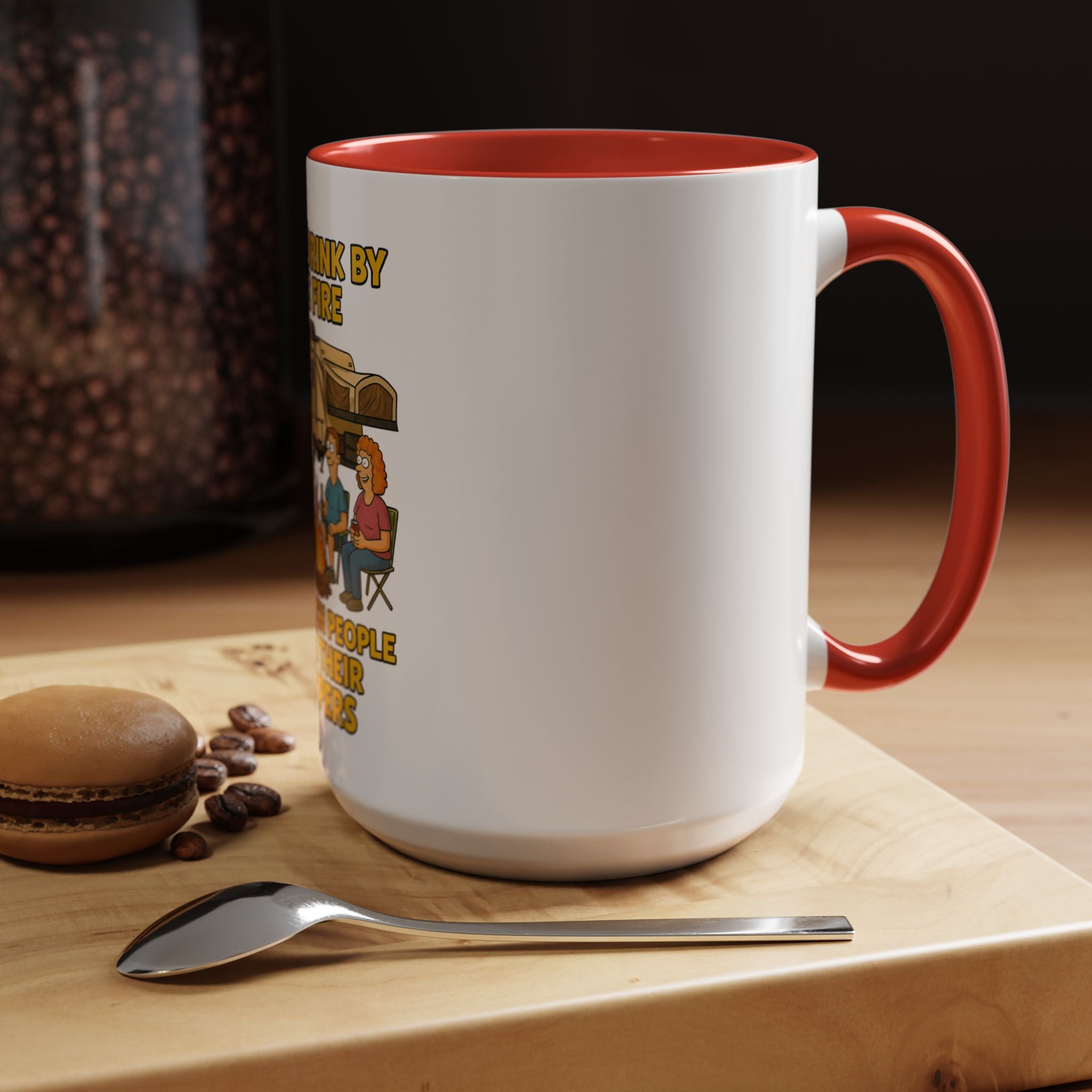 Campfire Accent Coffee Mug, Camping Gift, Outdoor Adventure Mug, RV Lovers Coffee Cup, Relaxing by the Fire