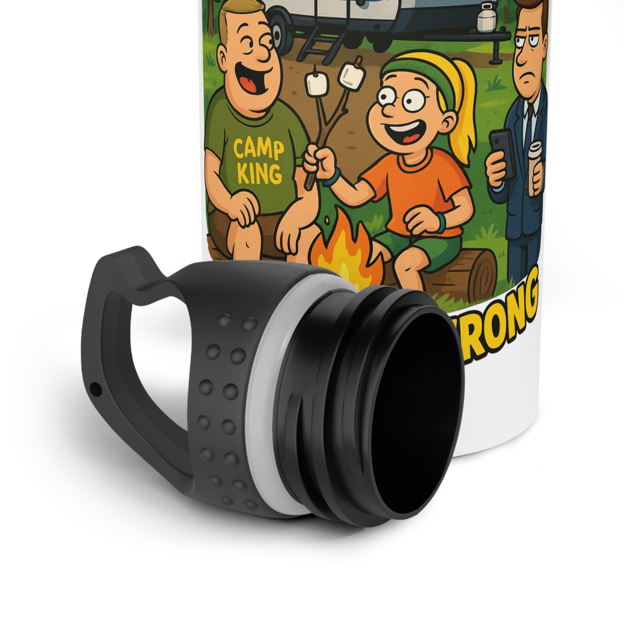 Camping Stainless Steel Water Bottle - Fun Outdoor Adventure Design