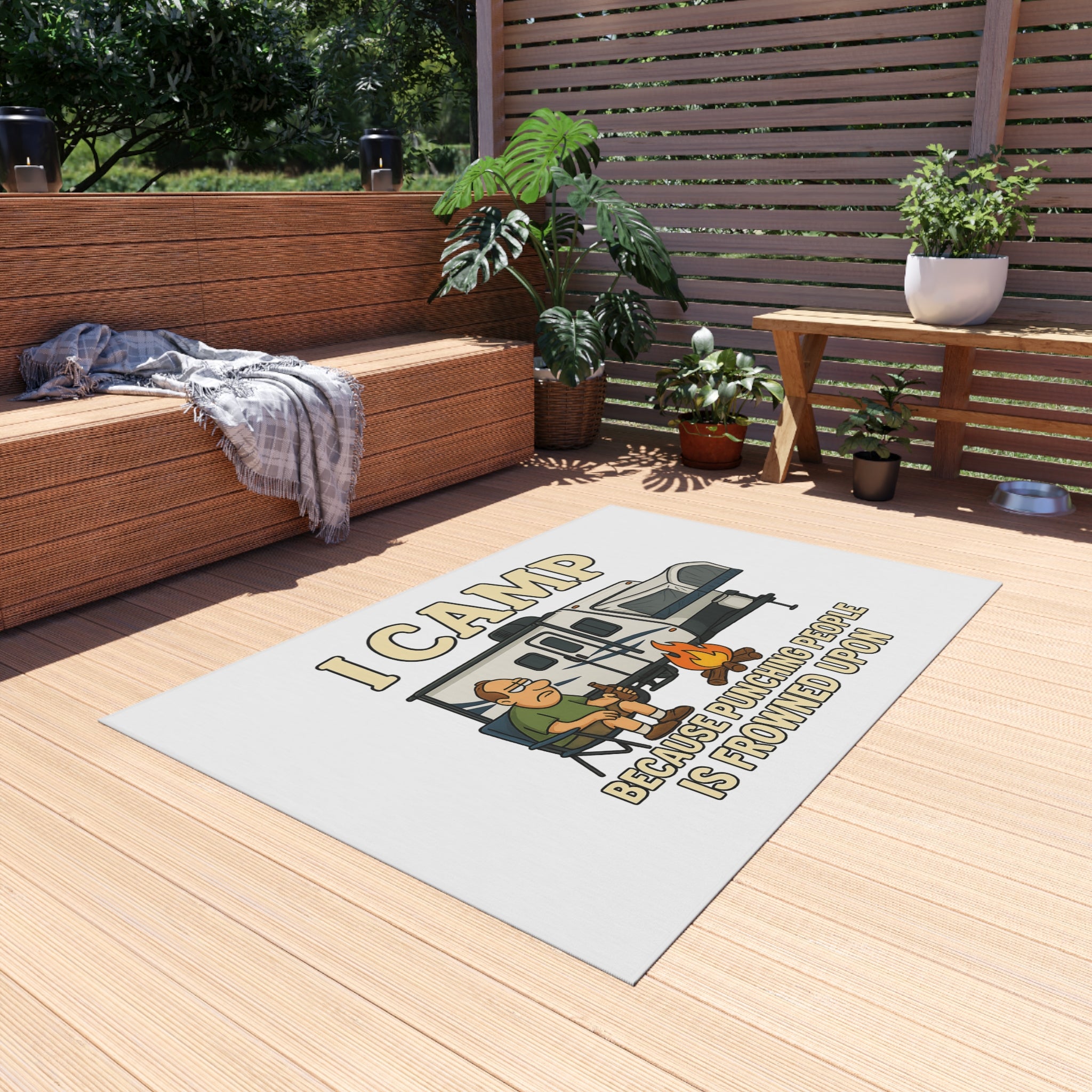 I Camp Outdoor Rug - Fun Camping Decor for RV Enthusiasts