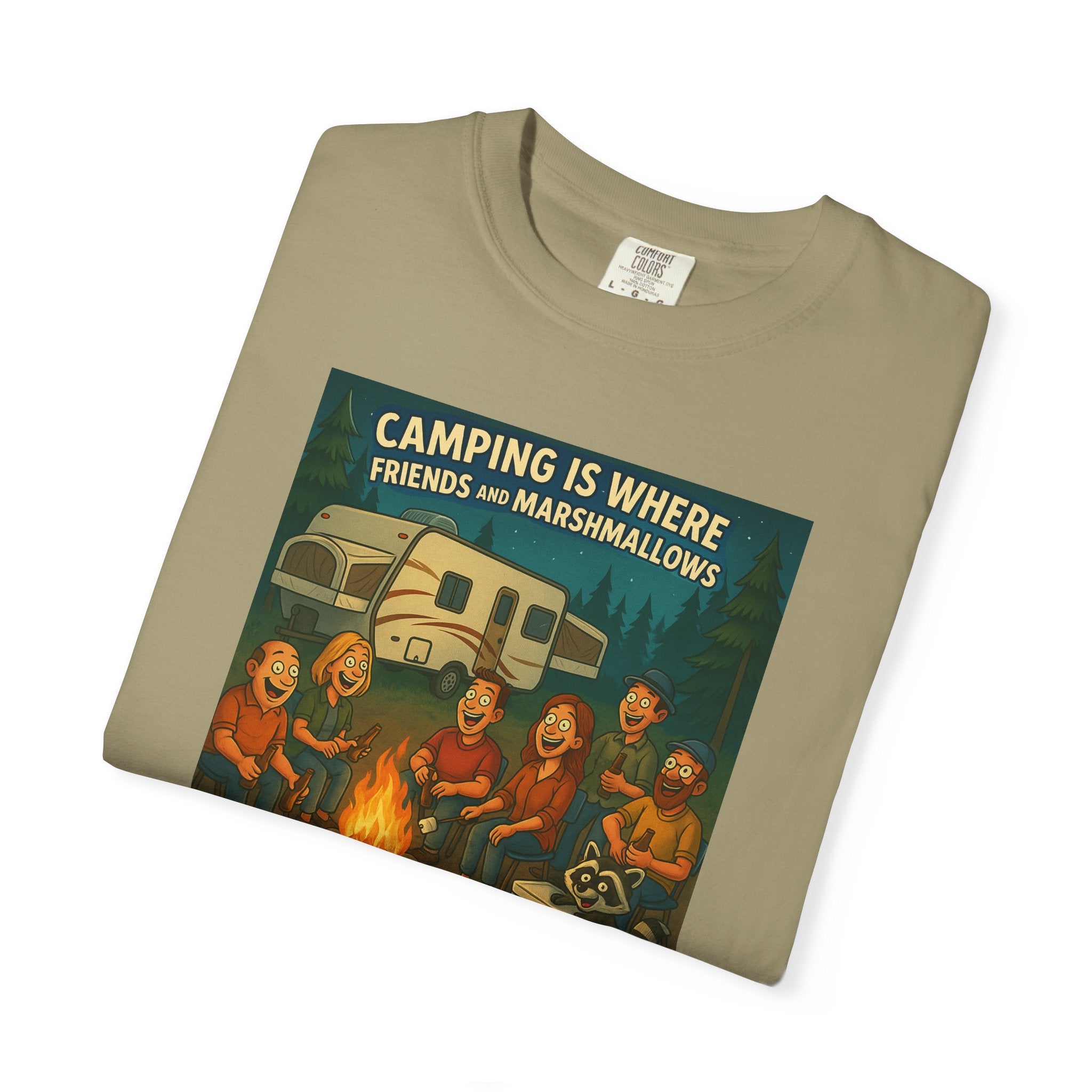 Camping T-Shirt: Get Toasted with Friends, Unisex Garment-Dyed Tee, Outdoor Adventure Shirt, Camping Gift, Summer BBQ Shirt, Family [...]