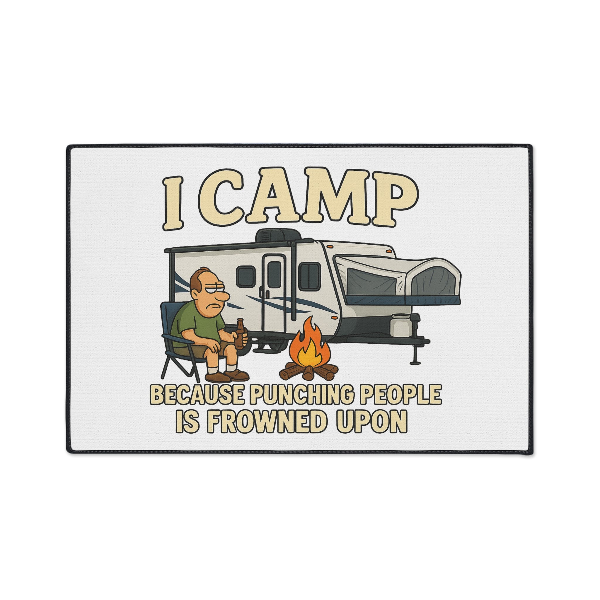 Funny Camping Floor Mat - "I Camp Because Punching People Is Frowned Upon"