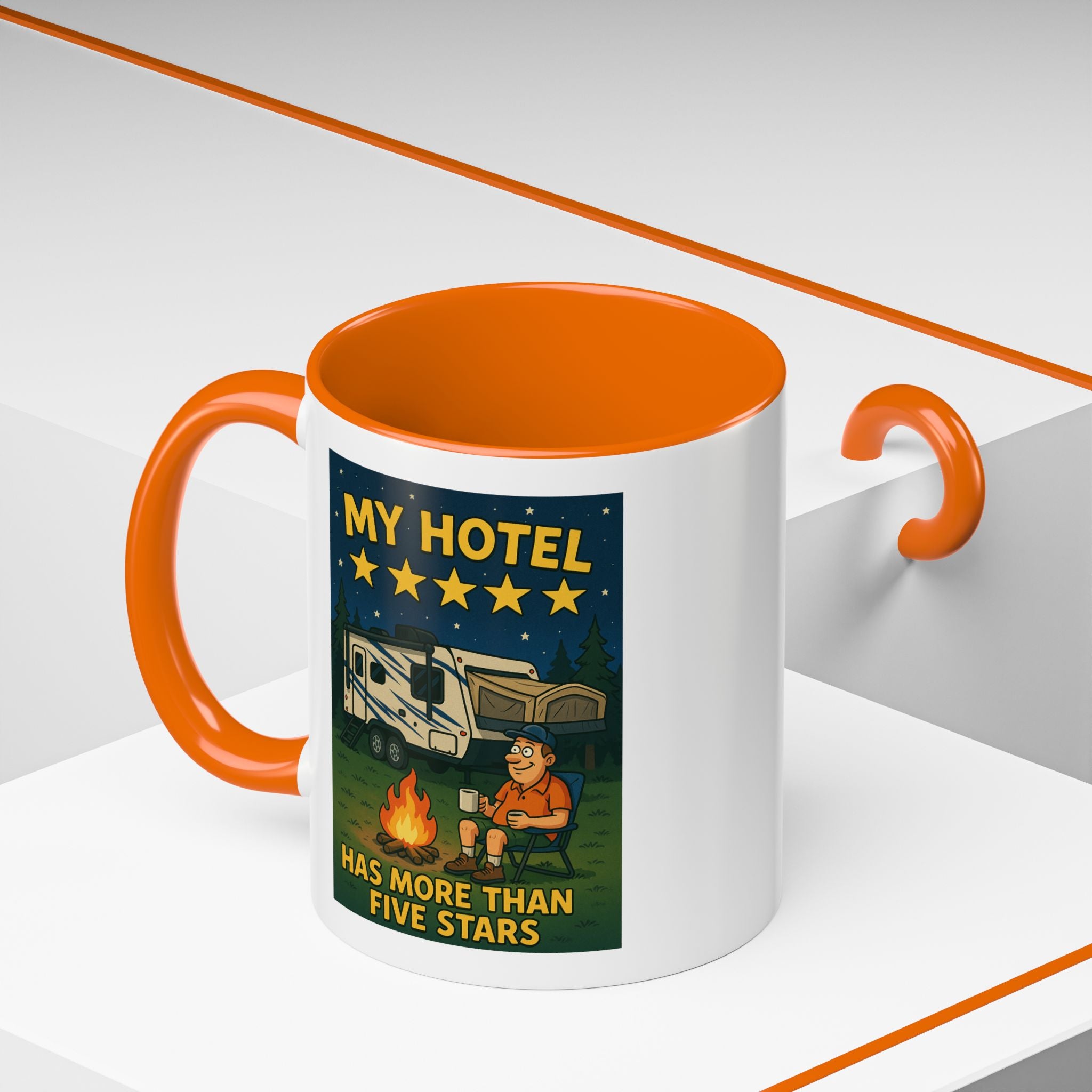 Camping-Themed Accent Coffee Mug | Perfect for RV Lovers, Campers, Travelers, Cozy Nights, Outdoor Adventures, Unique Gift Ideas