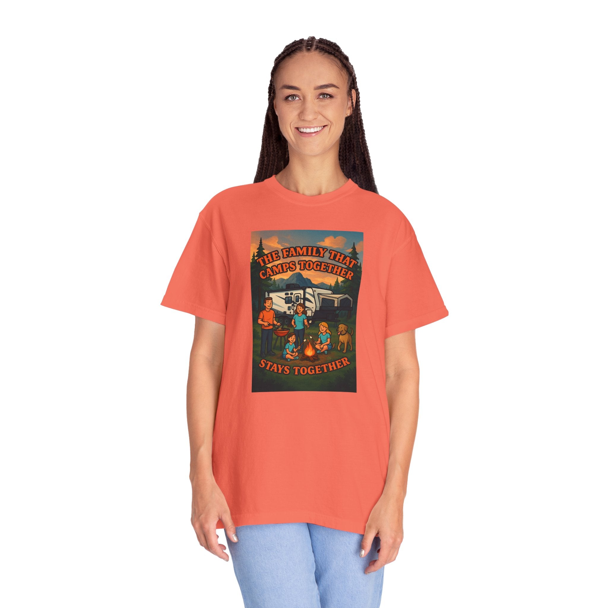 Family Camping T-shirt, Casual Outdoor Tee, Perfect for Family Gatherings, Summer Camp, Gift for Outdoor Lovers, Relaxed Fit Tee