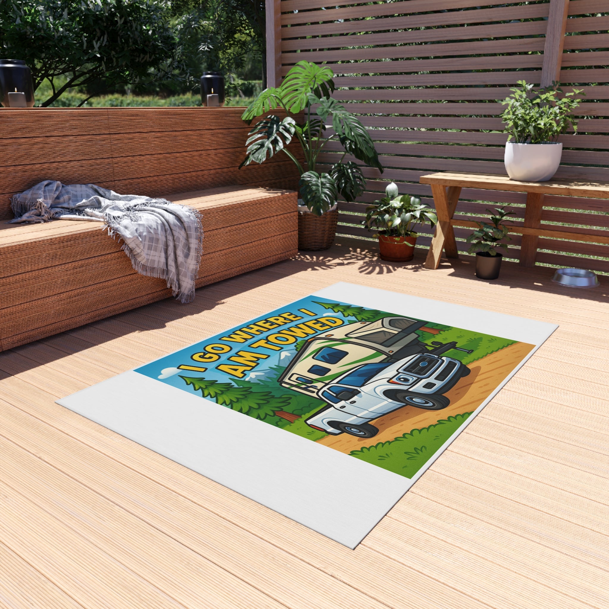 Adventure-Ready Outdoor Rug, RV Lover's Welcome Mat, Camping Decor, Patio Accessory, Travel Enthusiast Gift