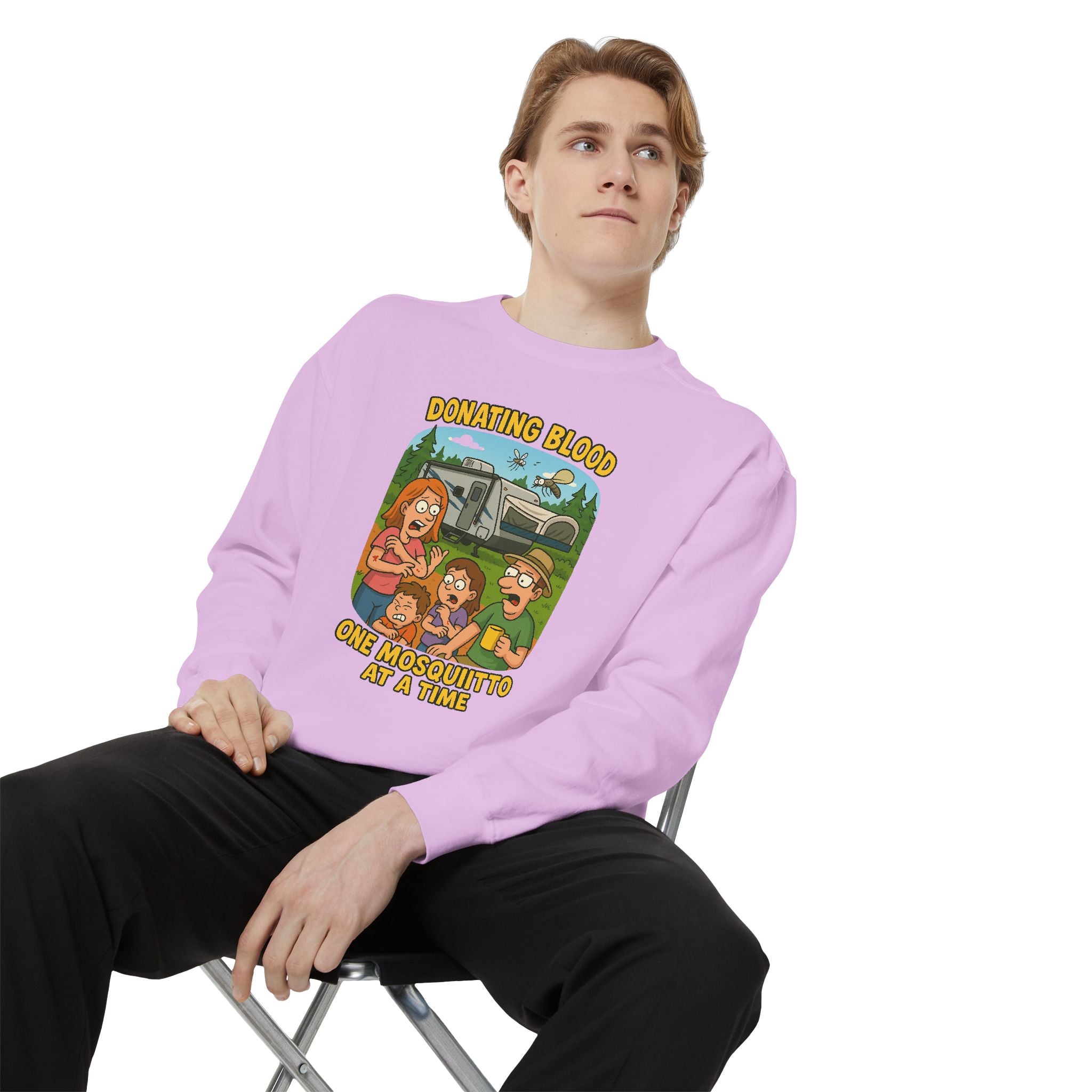 Unisex Garment-Dyed Sweatshirt - Donating Blood One Mosquito at a Time