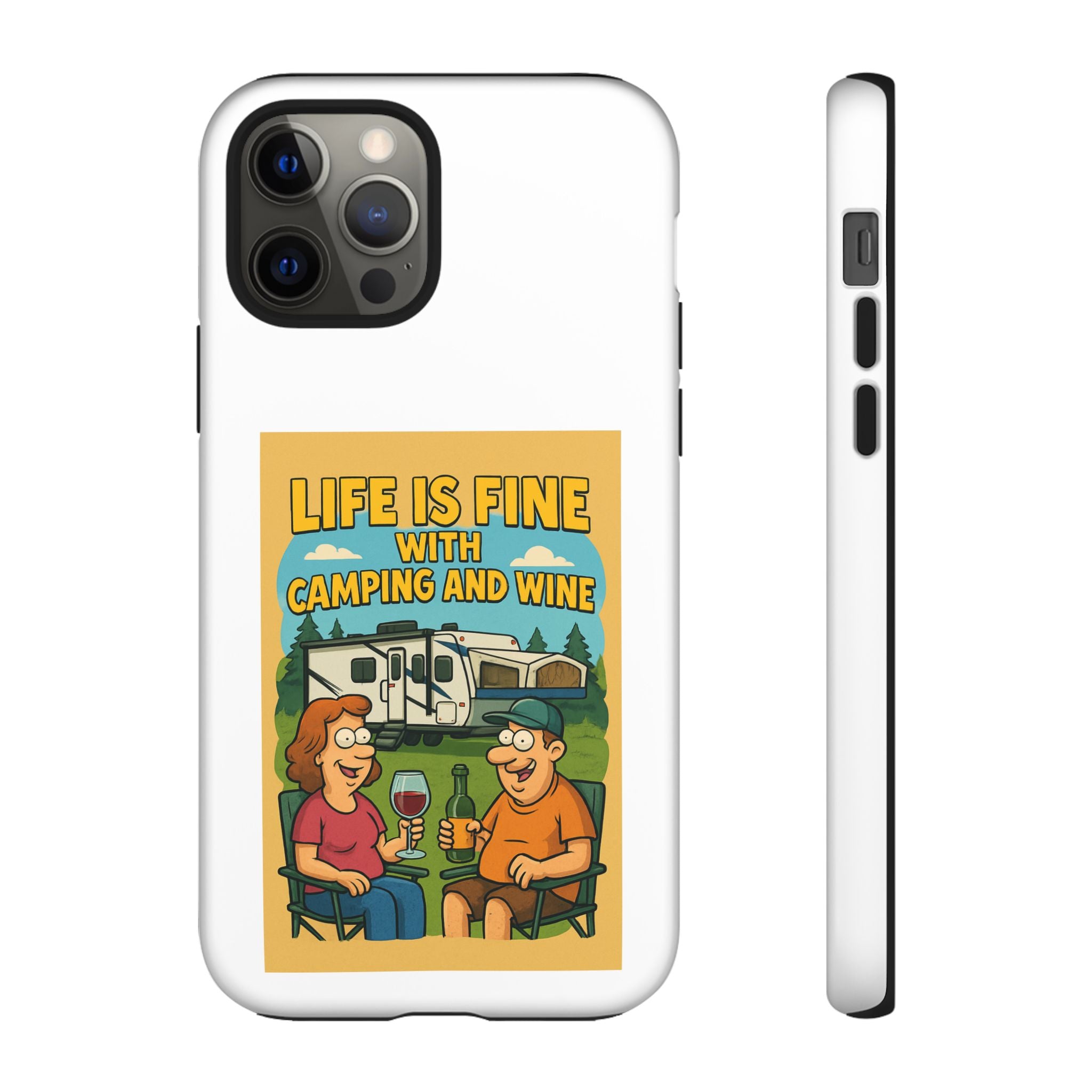 Camping & Wine Phone Case, Outdoor Adventure Accessory, Fun Gift for Campers, Summer Travel Essential, RV Lover Present