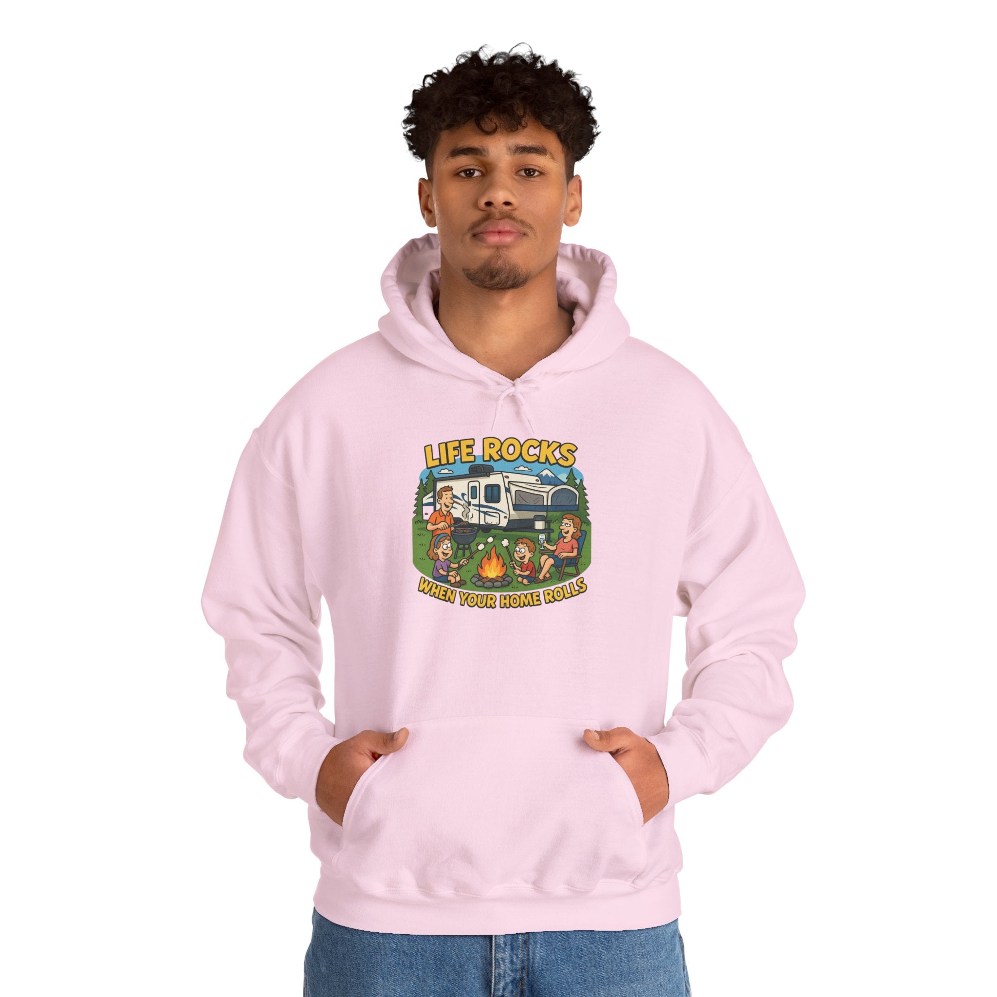 Campfire Adventure Hoodie with Retro Design, Cozy Gift for Outdoor Lovers, Perfect for Camping, Road Trips, and Casual Wear