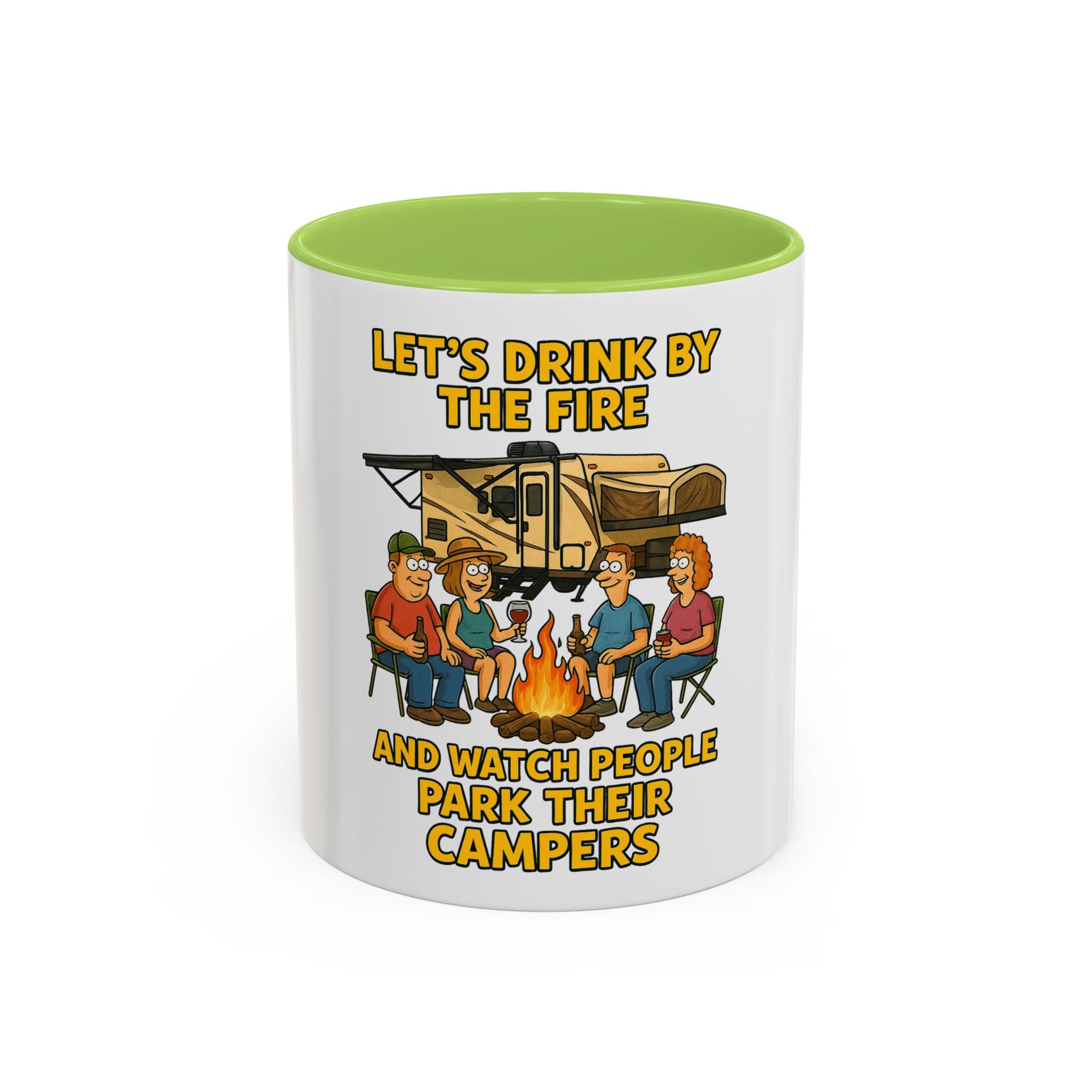 Campfire Accent Coffee Mug, Camping Gift, Outdoor Adventure Mug, RV Lovers Coffee Cup, Relaxing by the Fire